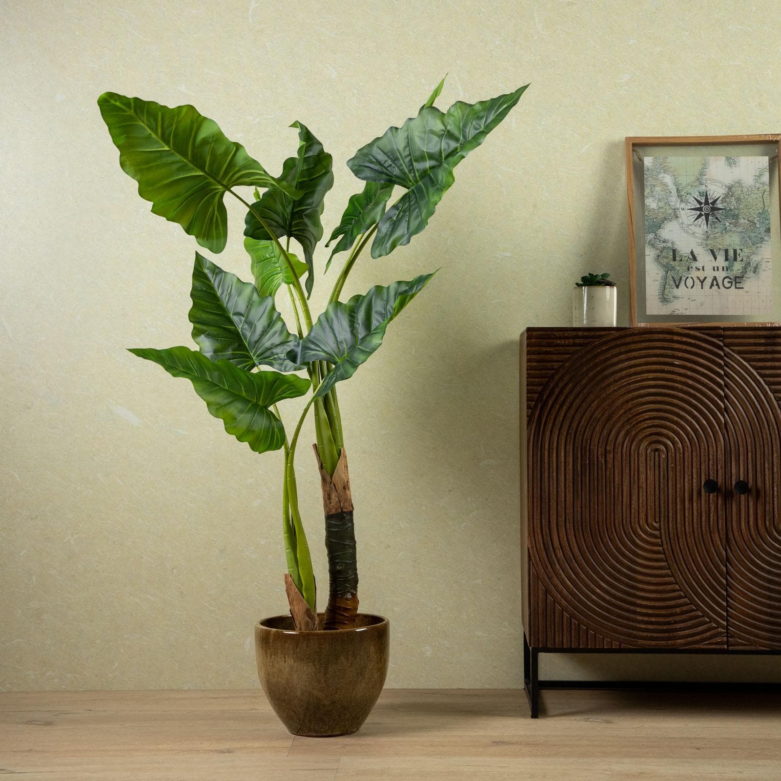 Pianta di banano artificiale h 120 cm con vaso