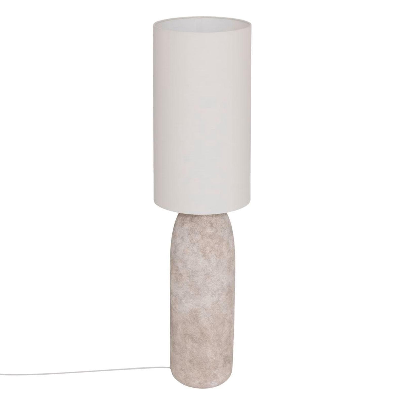 Piantana 111h cm in ceramica effetto pietra e tessuto bianco