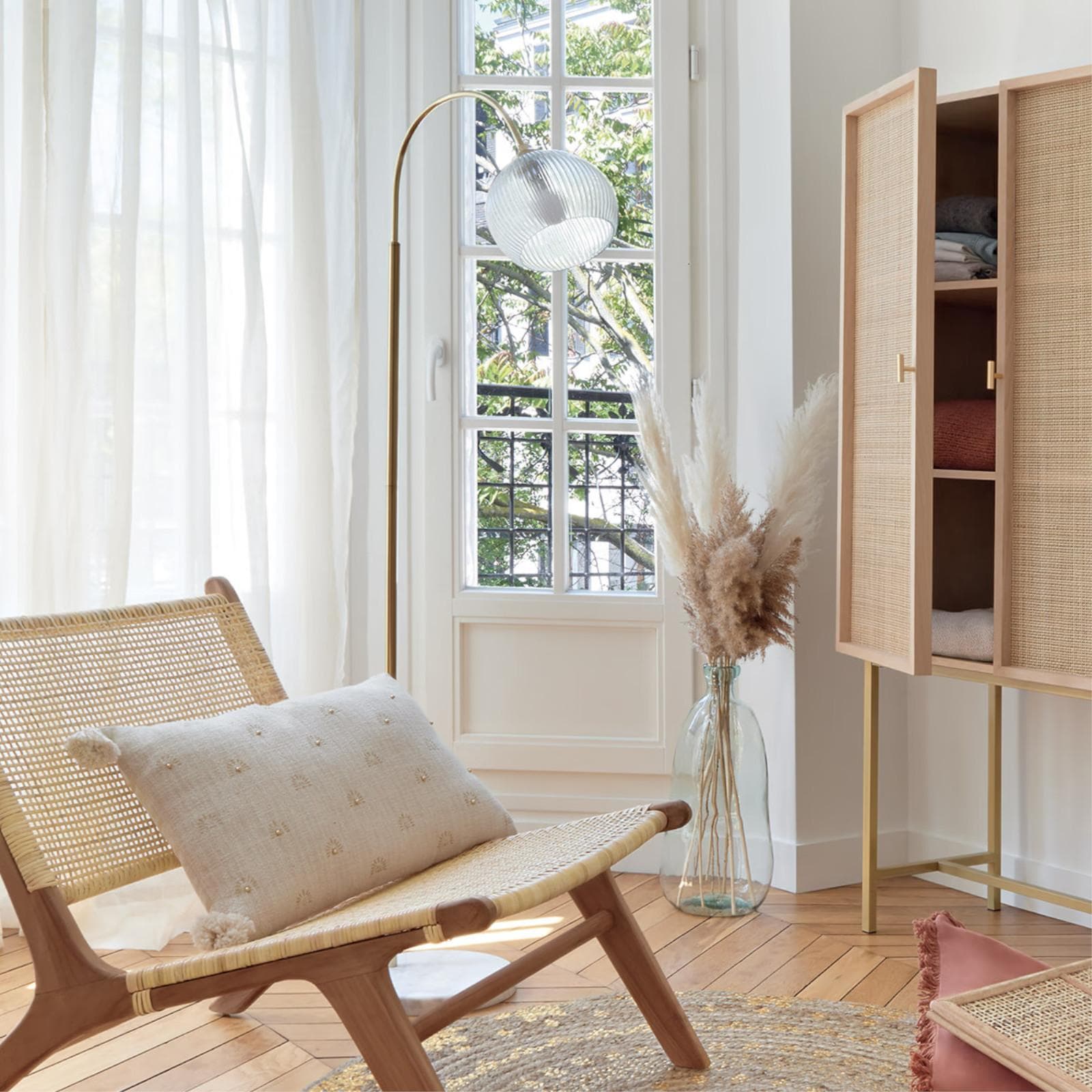 Piantana 150 h cm in vetro e metallo oro con base in marmo - Amilia