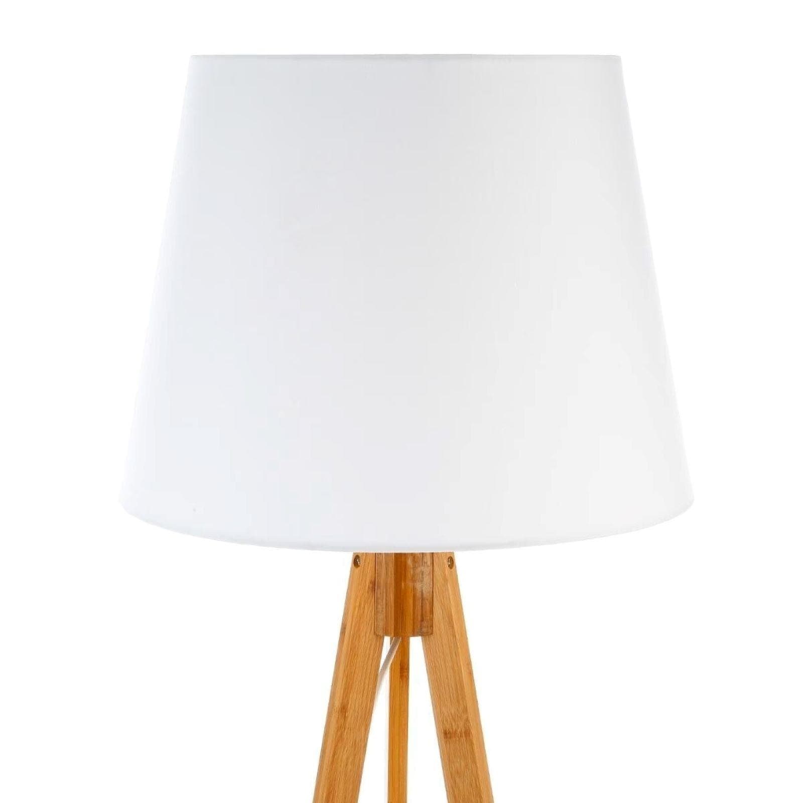 Piantana 160 h cm in bambù naturale e paralume bianco