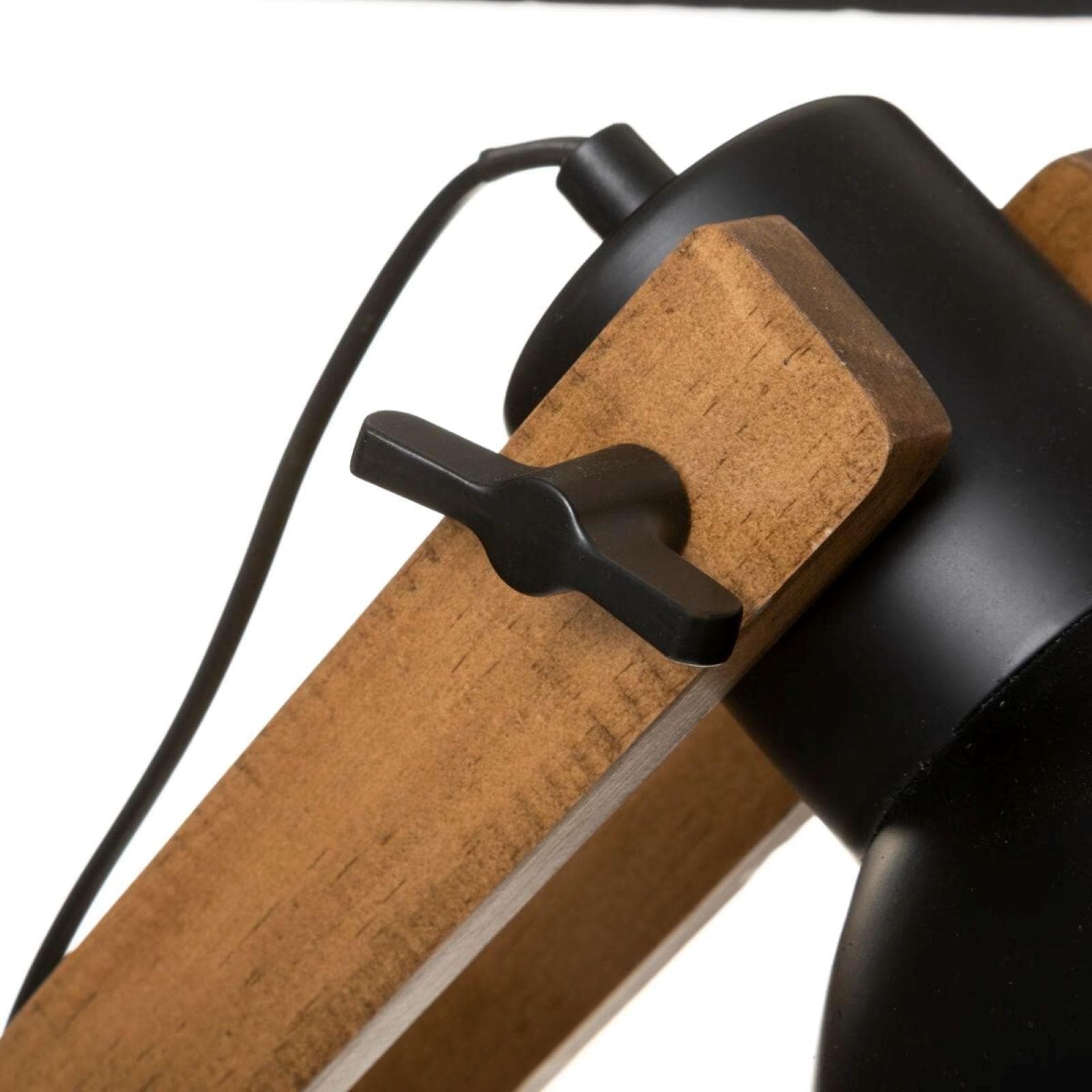 Piantana 160h cm in legno di pino naturale e paralume nero