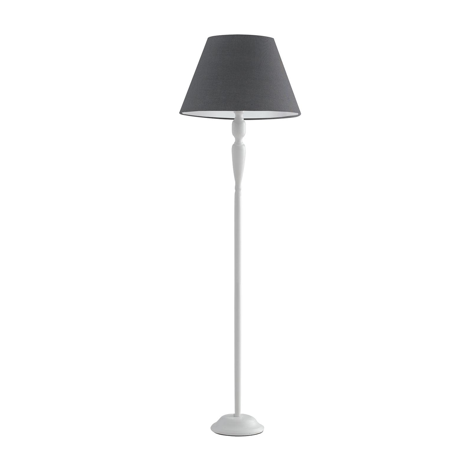 Piantana 45x155 cm in metallo bianco e paralume grigio