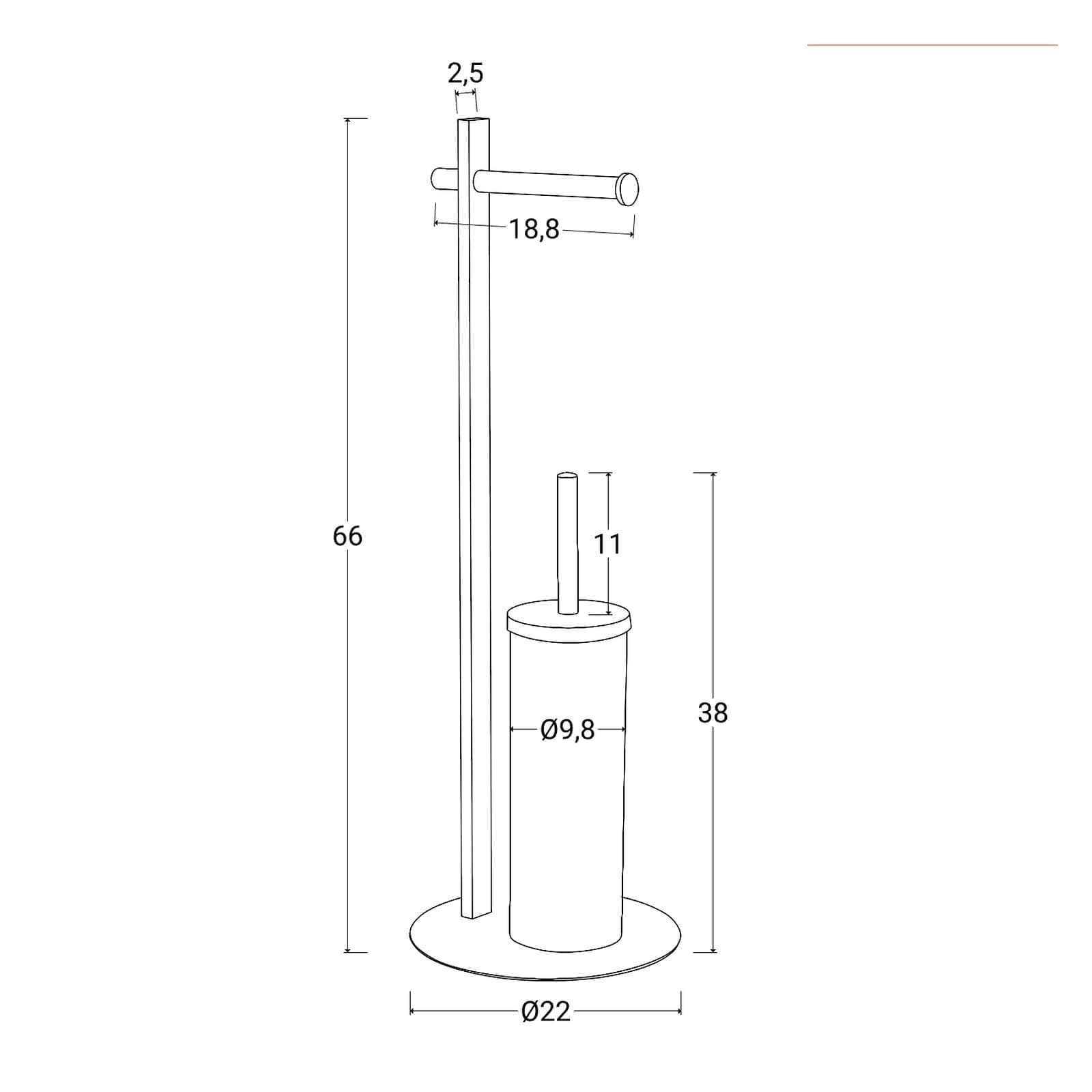 Piantana portarotolo e portascopino in acciaio inox bianco e bambù naturale - Linky