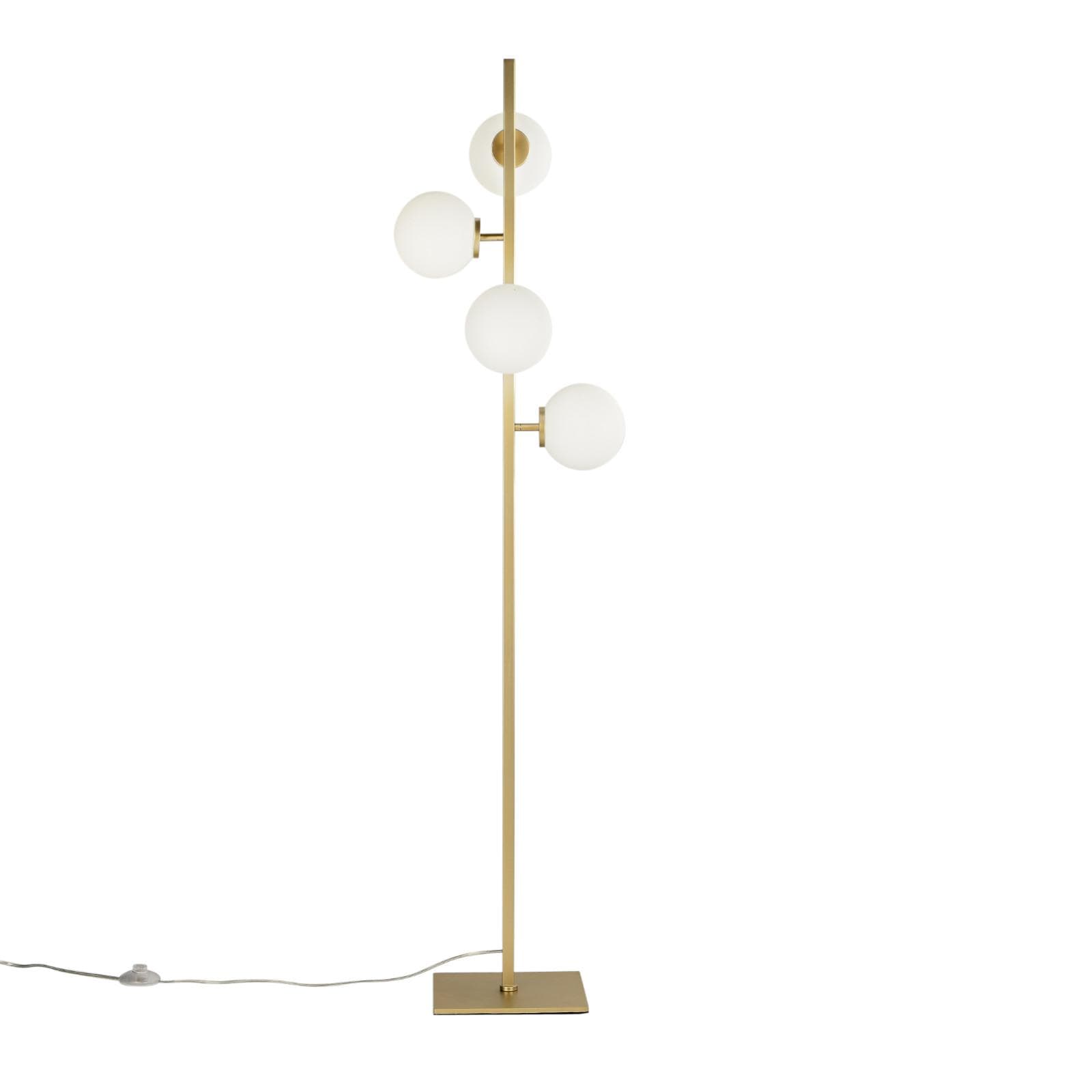 Piantana da interno 150 h cm in metallo oro satinato con diffusore in vetro opale