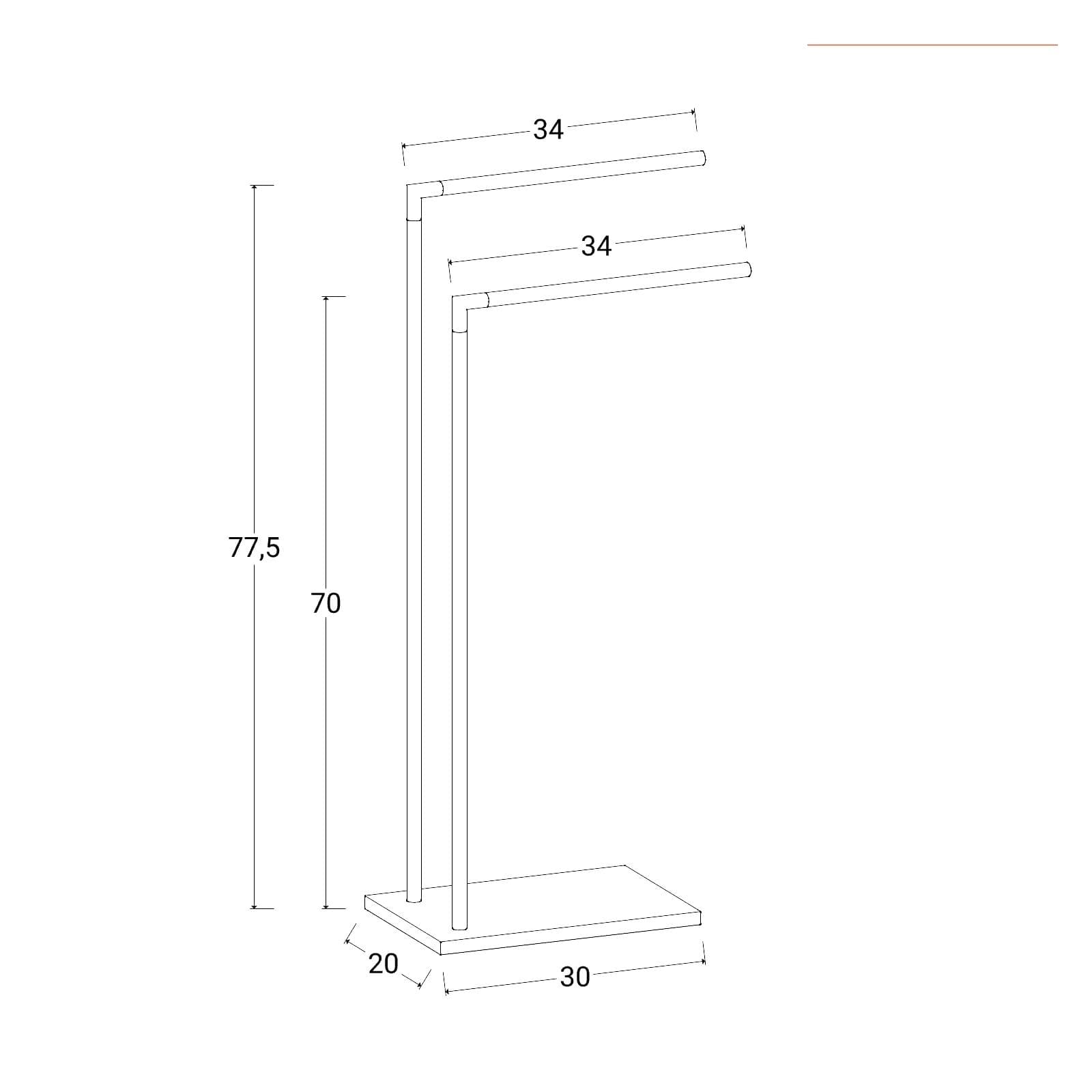 Piantana porta asciugamani 2 bracci nero e bambù - Linky