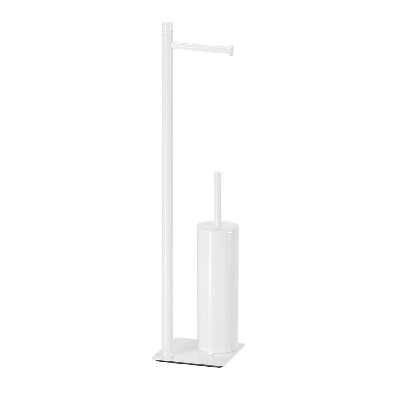 Piantana portarotolo e scopino in acciaio inox bianco - Trilly di Gedy