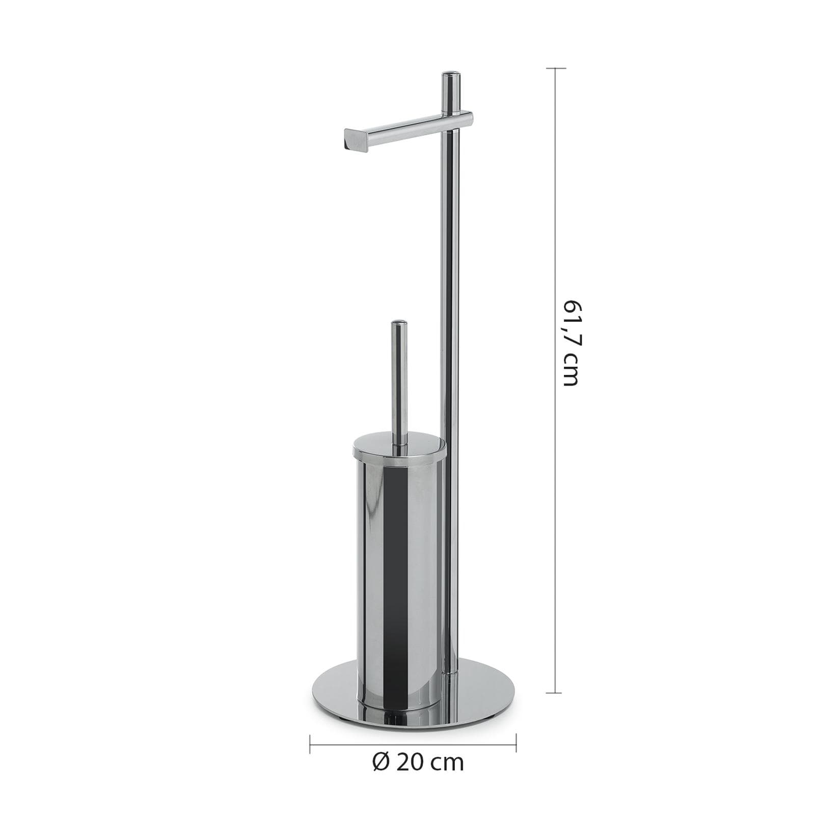 Piantana portarotolo e portascopino in acciaio inox cromo - Circle di Gedy