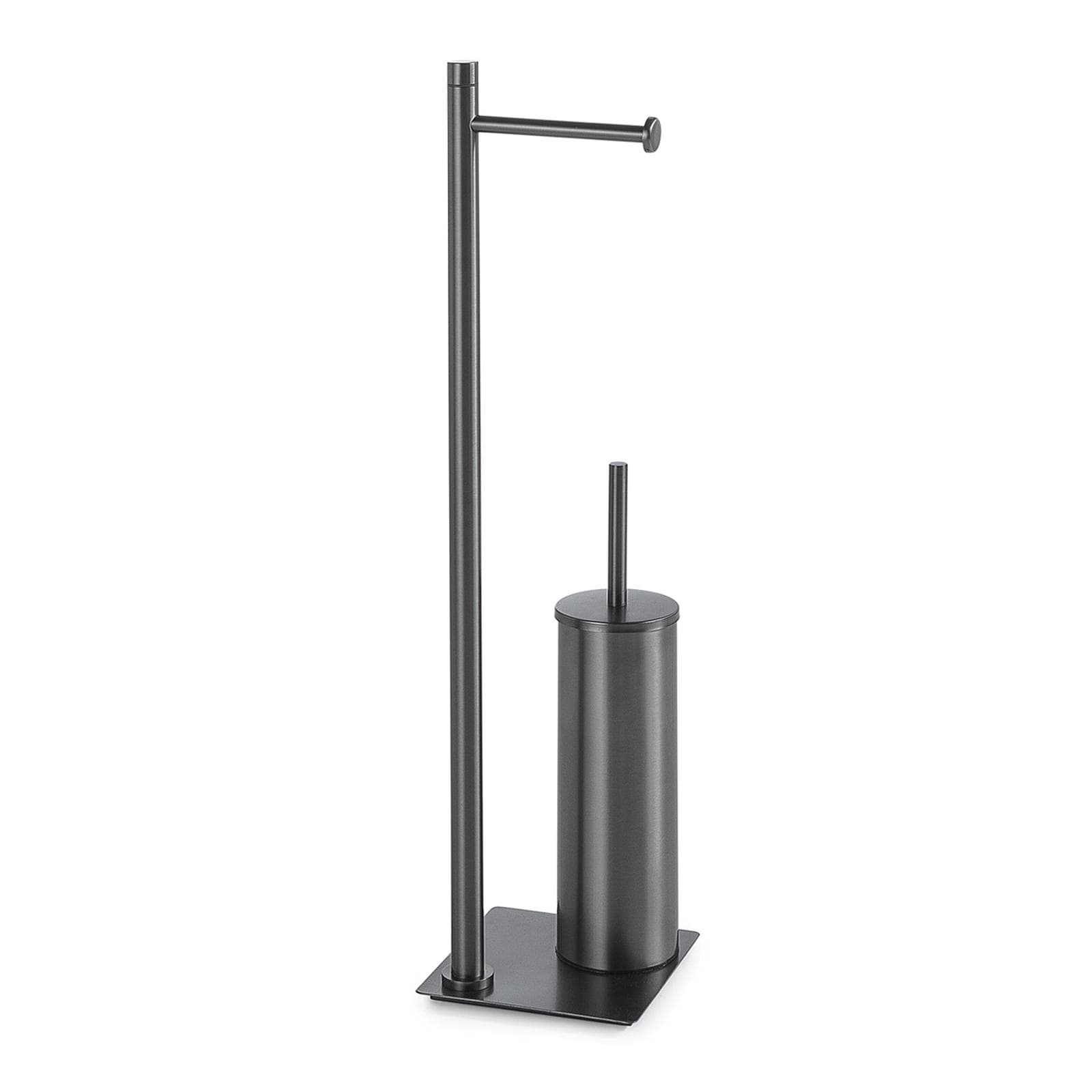 Piantana portarotolo e portascopino in acciaio inox nero satinato - Trilly di Gedy