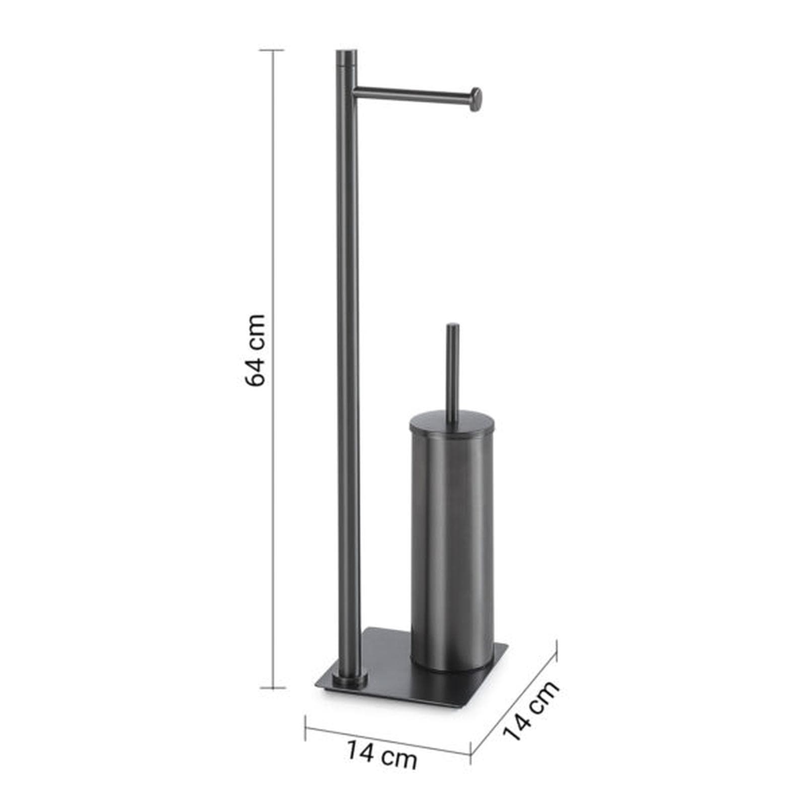Piantana portarotolo e portascopino in acciaio inox nero satinato - Trilly di Gedy
