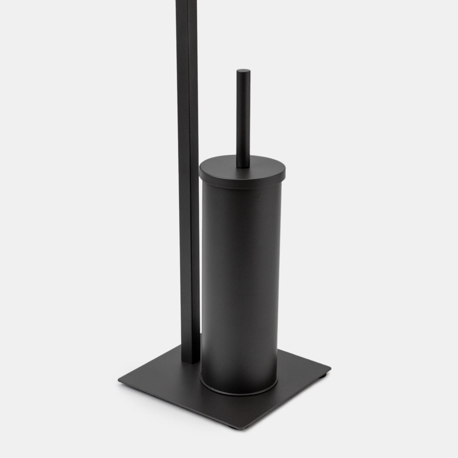 Piantana portarotolo e portascopino in acciaio inox nero satinato - Clover
