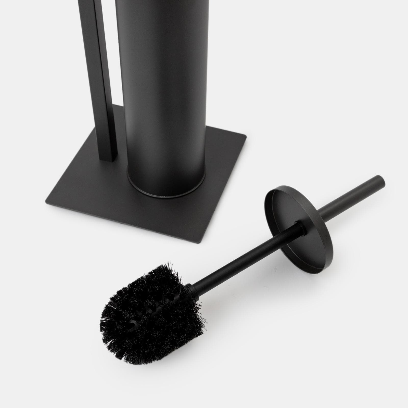 Piantana portarotolo e portascopino in acciaio inox nero satinato - Clover