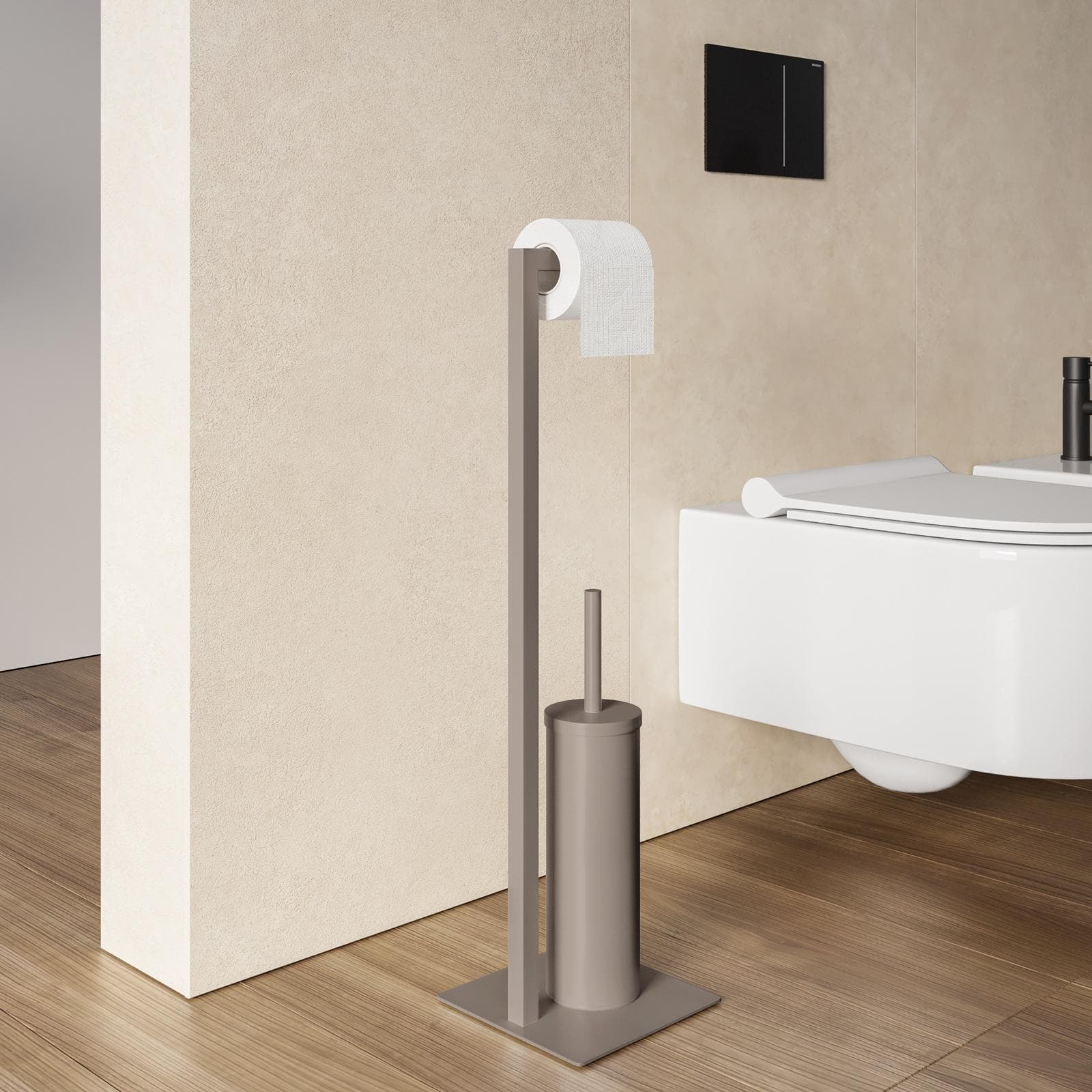 Piantana portascopino in acciaio inox tortora opaco - Clover