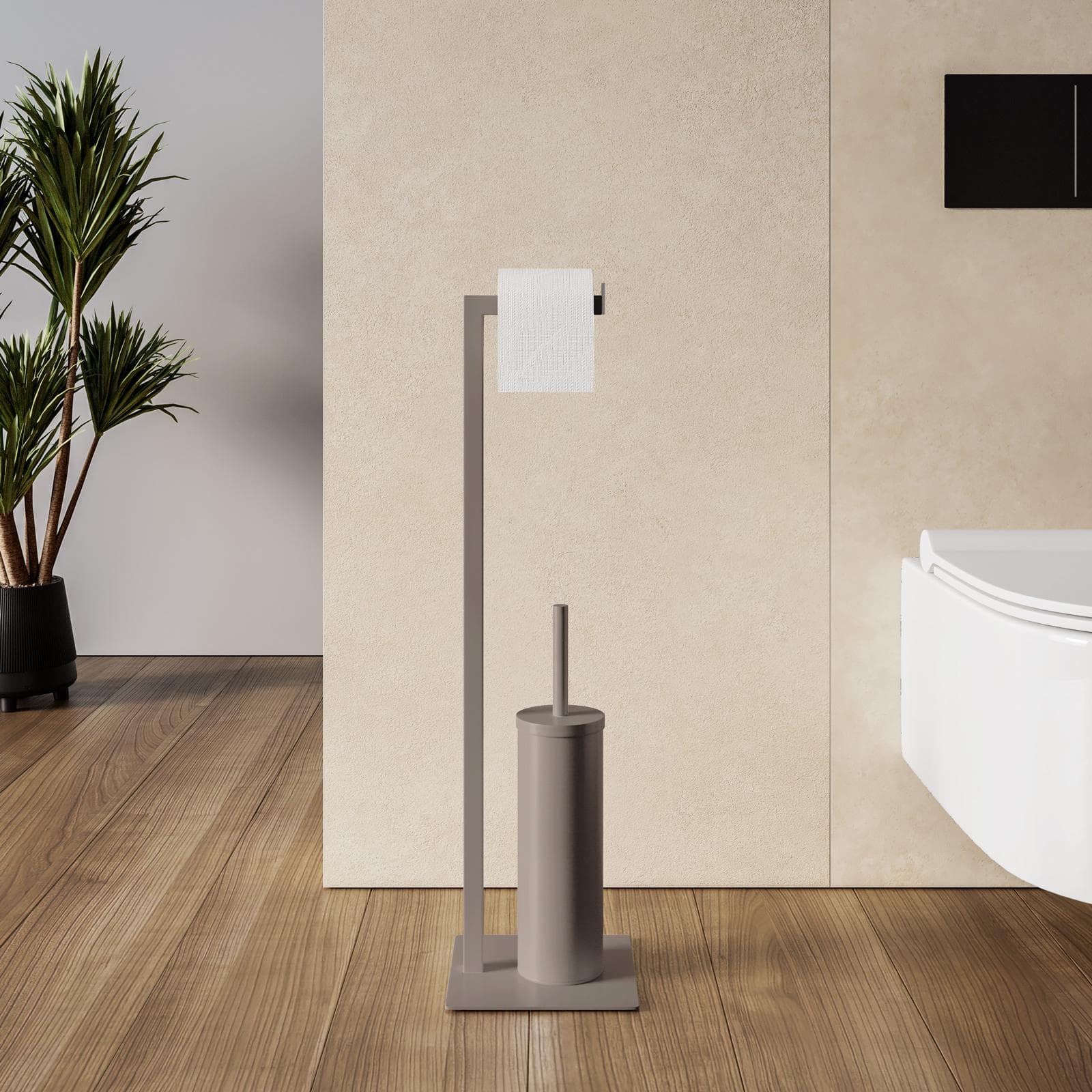 Piantana portascopino in acciaio inox tortora opaco - Clover
