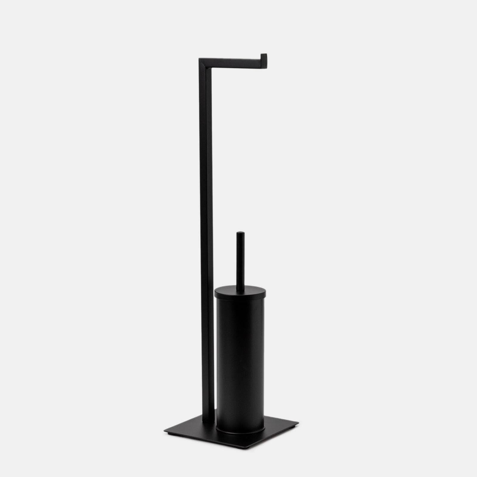 Piantana portarotolo e portascopino in acciaio inox nero opaco - Clover