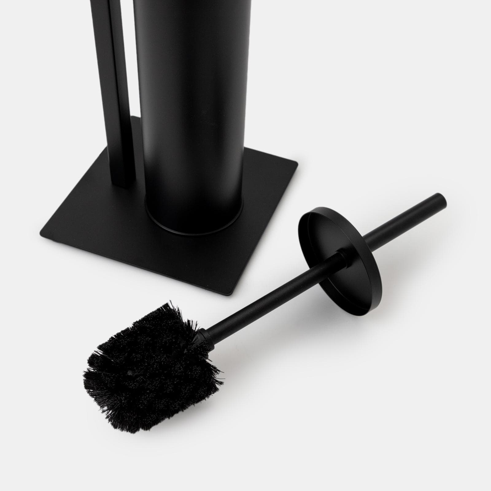 Piantana portarotolo e portascopino in acciaio inox nero opaco - Clover