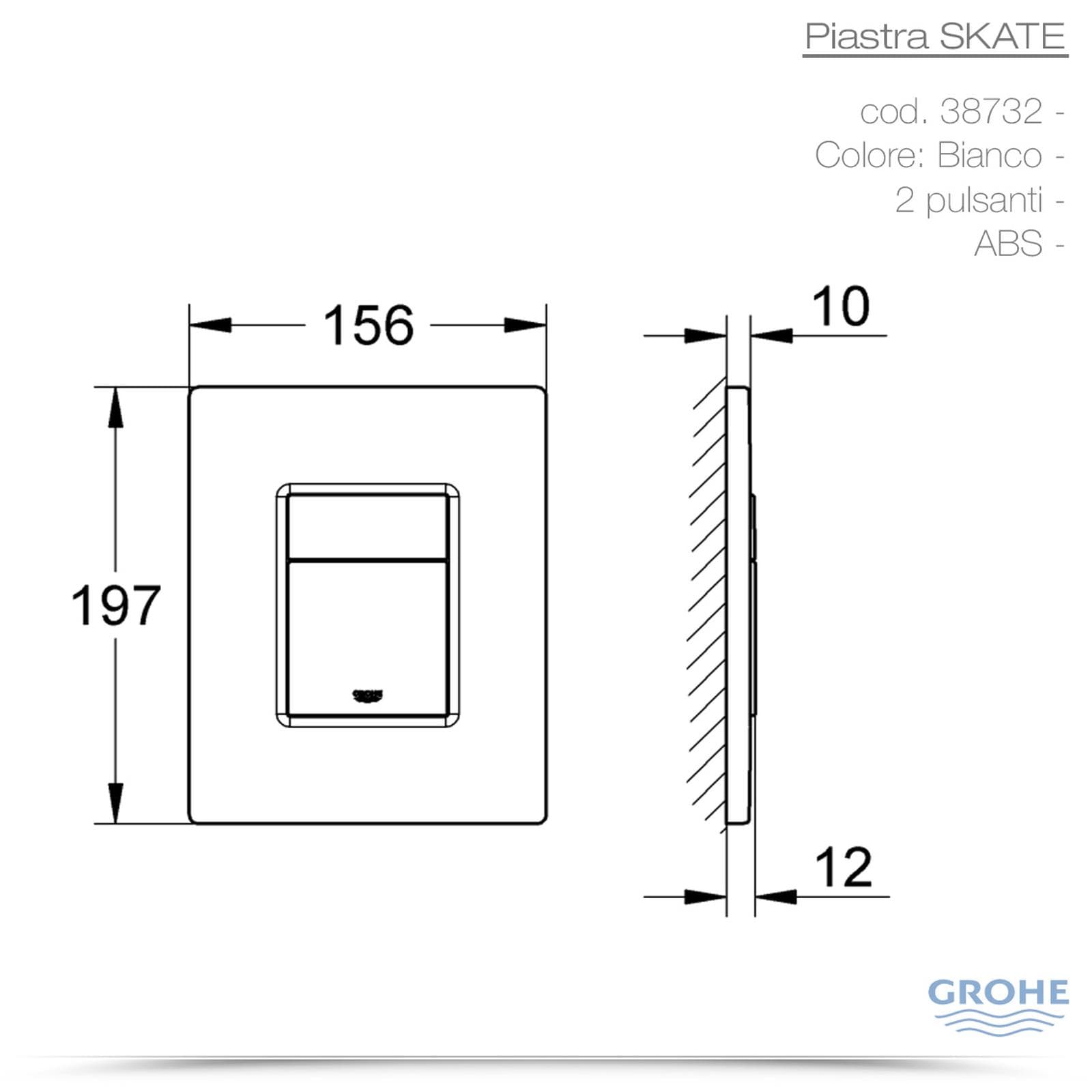 Piastra di azionamento Grohe skate cosmopolitan bianco due pulsanti