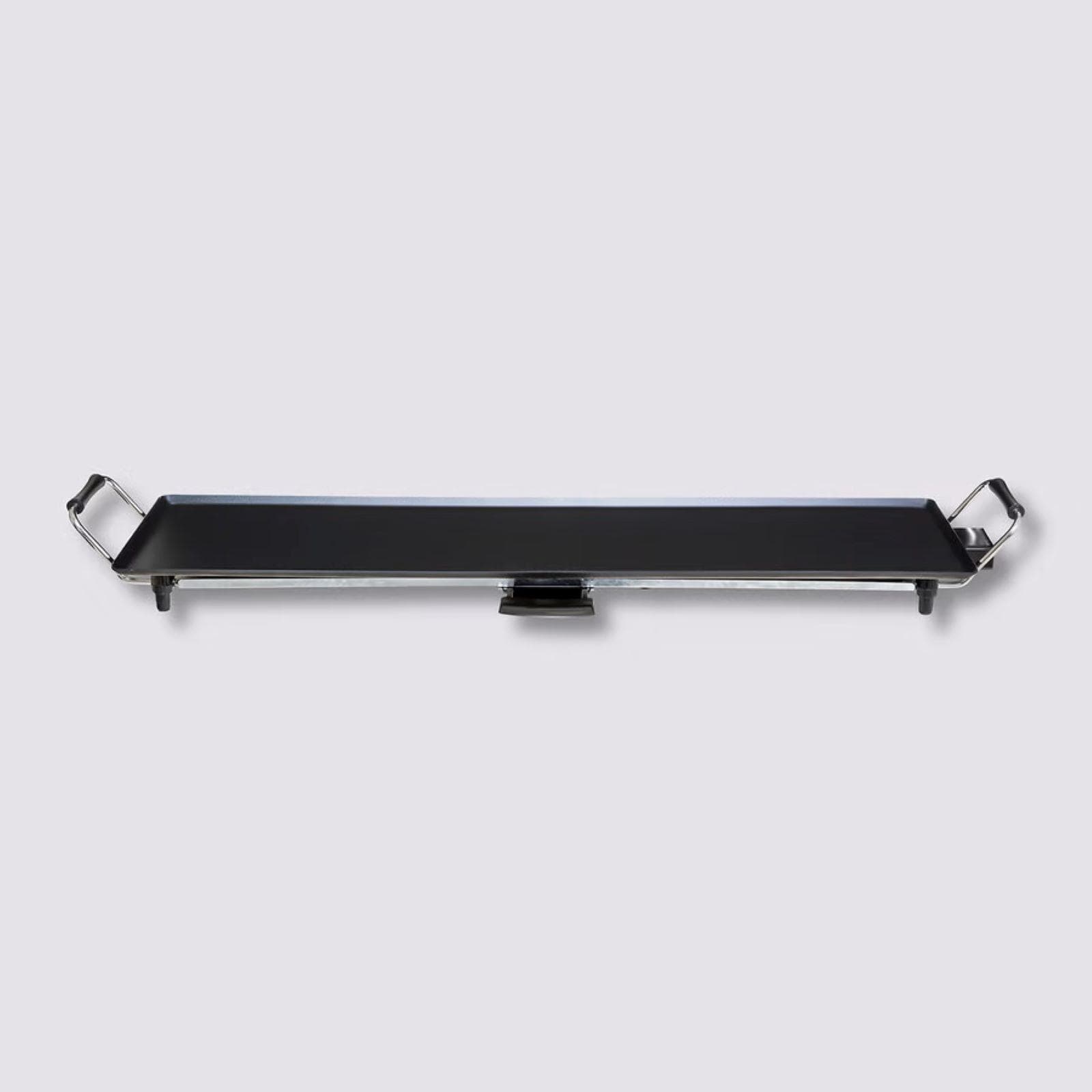 Piastra elettrica 96x22 cm in alluminio nero con manici