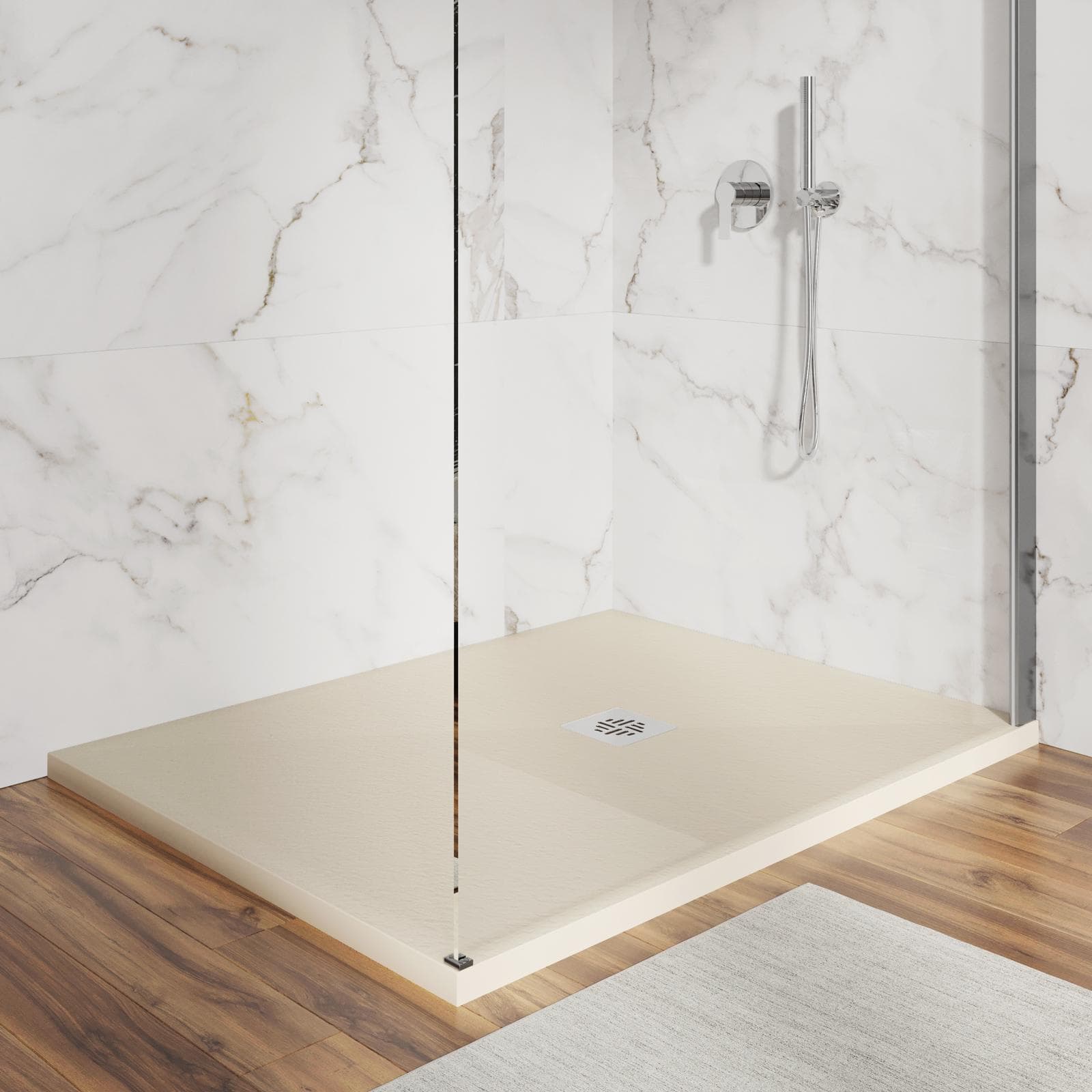 Piatto doccia 100 X 110 cm effetto pietra riducibile sabbia - Nalos
