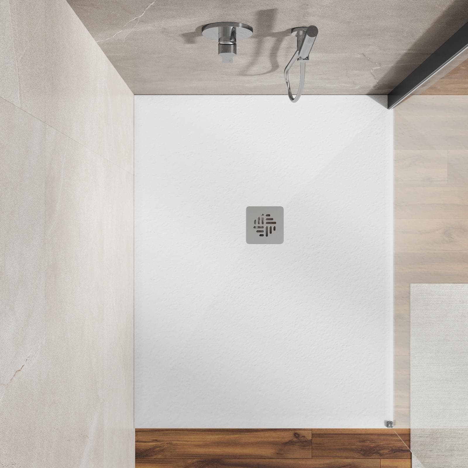 Piatto doccia 100 X 120 cm effetto pietra riducibile bianco - Nalos