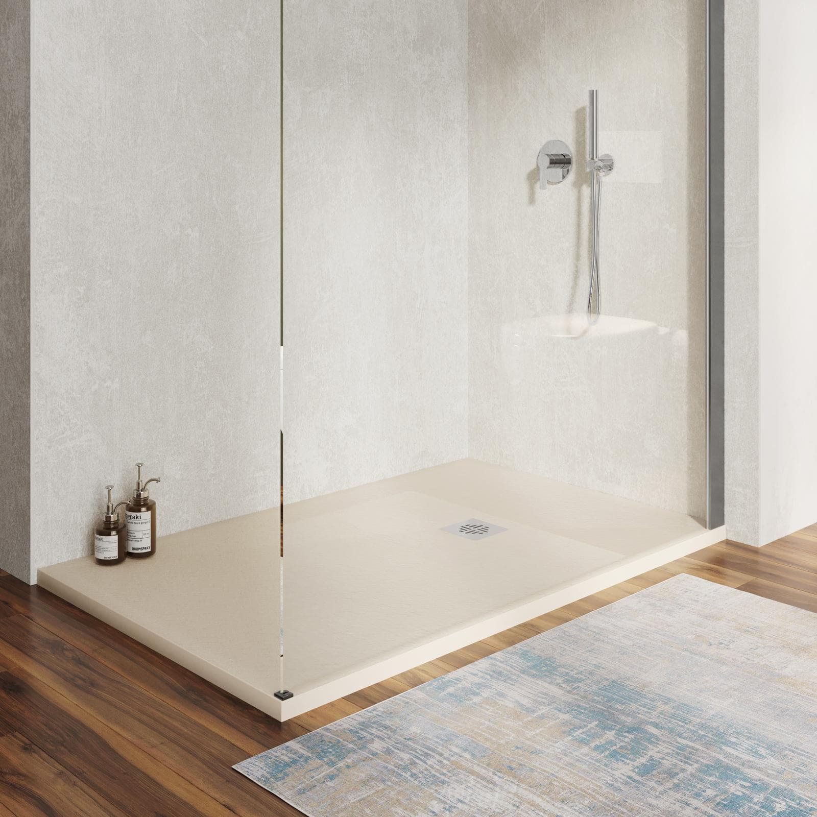 Piatto doccia 100 X 140 cm effetto pietra riducibile sabbia - Nalos