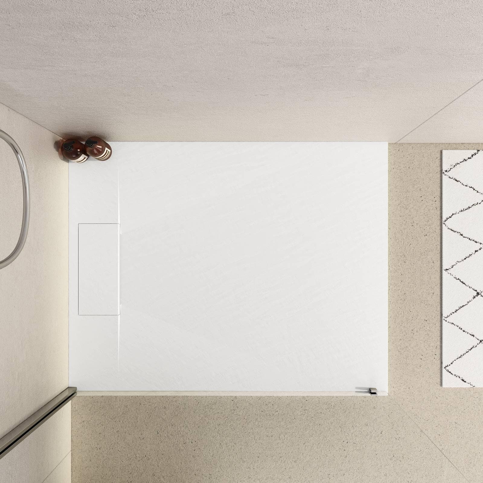 Piatto doccia 100x70 in resina effetto pietra ardesia bianco - Kalf