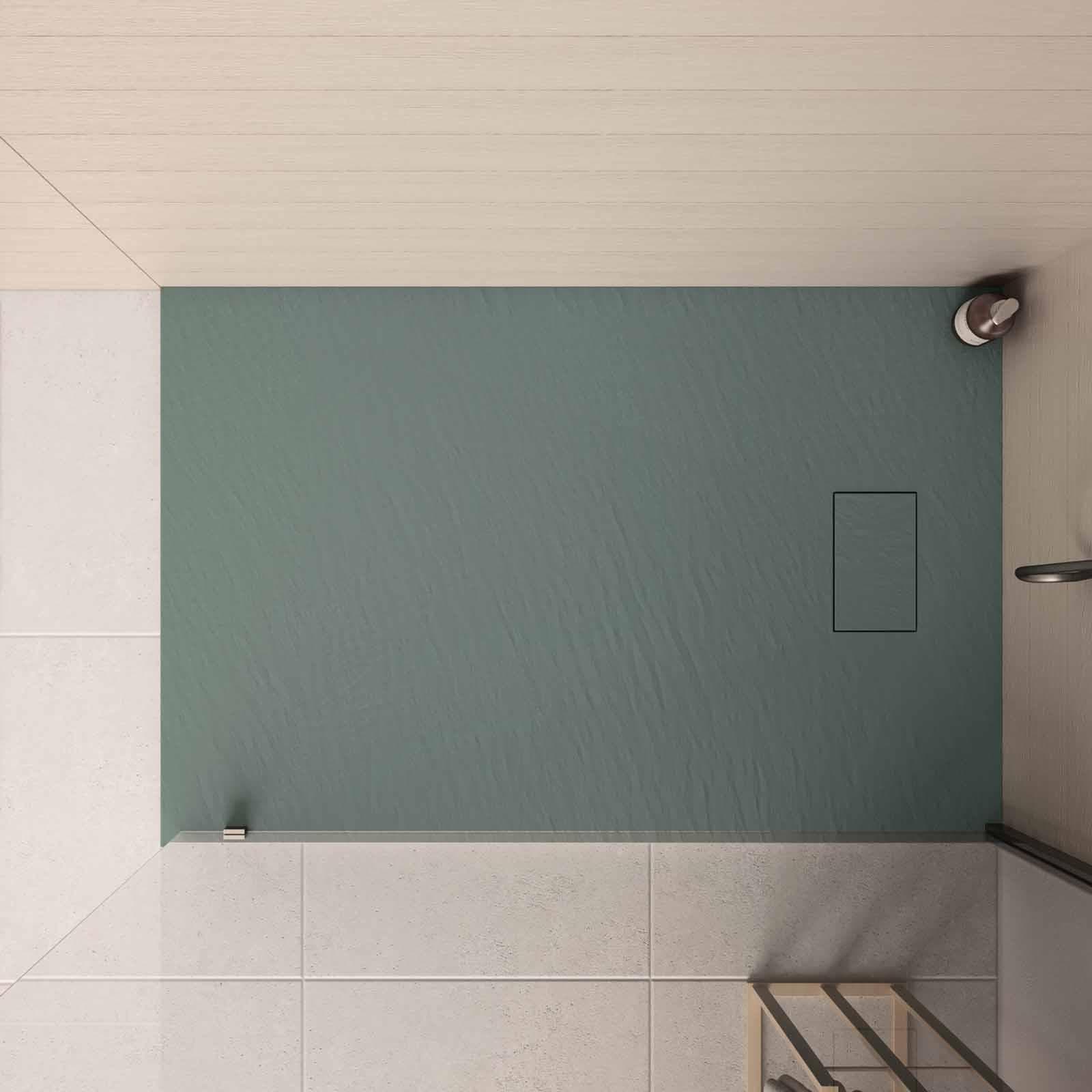 Piatto doccia 100x80 cm ultraslim riducibile verde effetto pietra - Rok