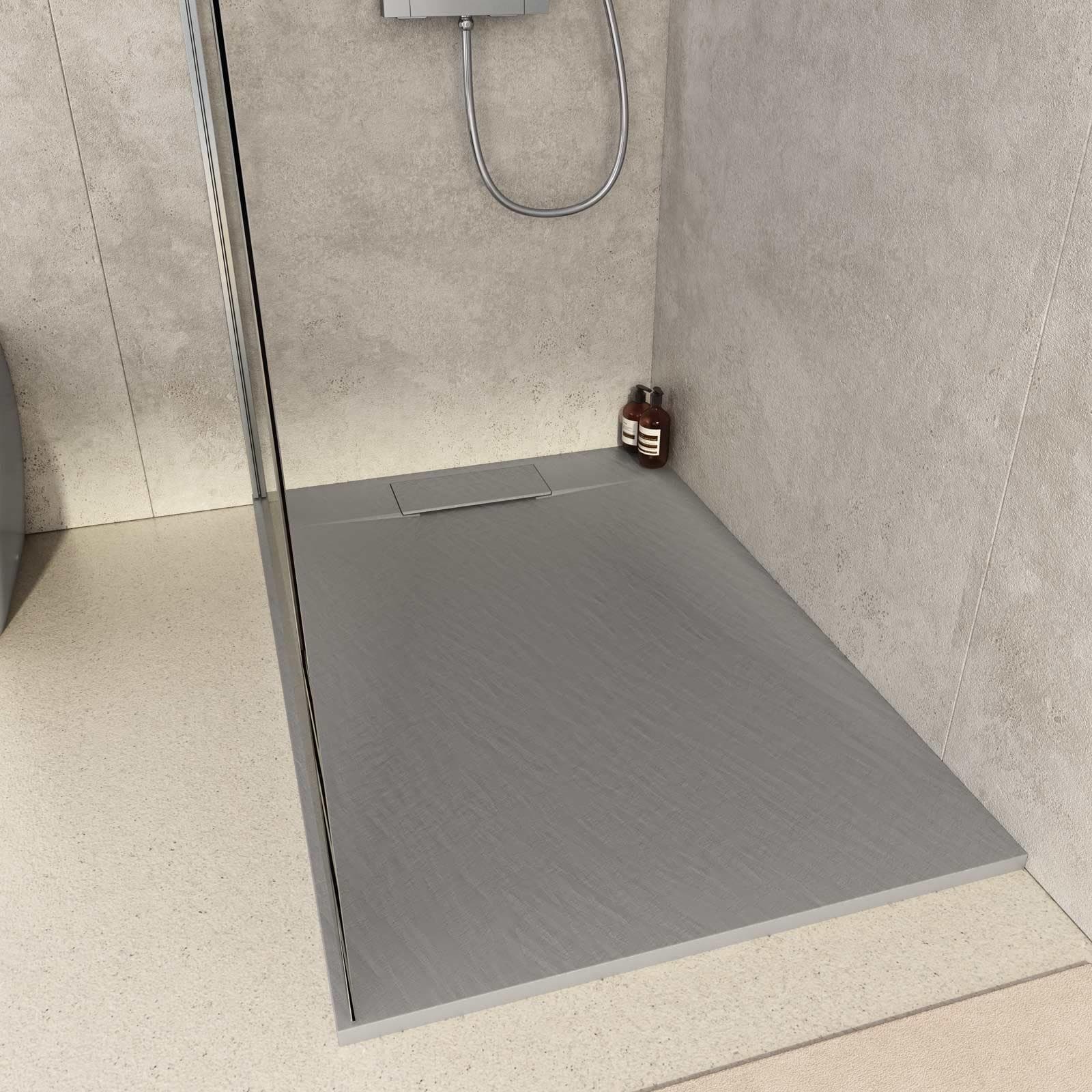 Piatto doccia 120x80 in resina effetto pietra ardesia grigio - Kalf
