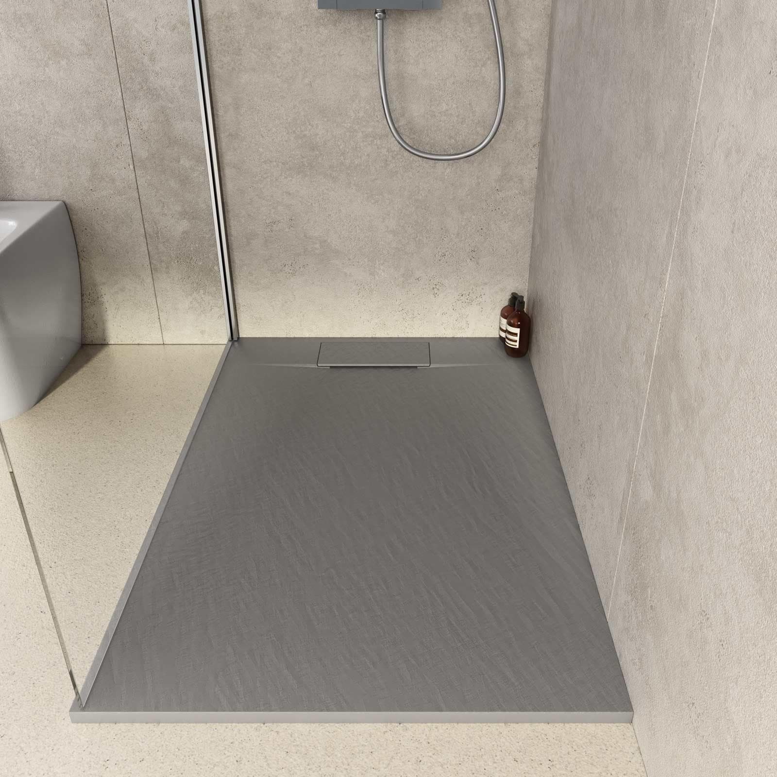 Piatto doccia 120x80 in resina effetto pietra ardesia grigio - Kalf