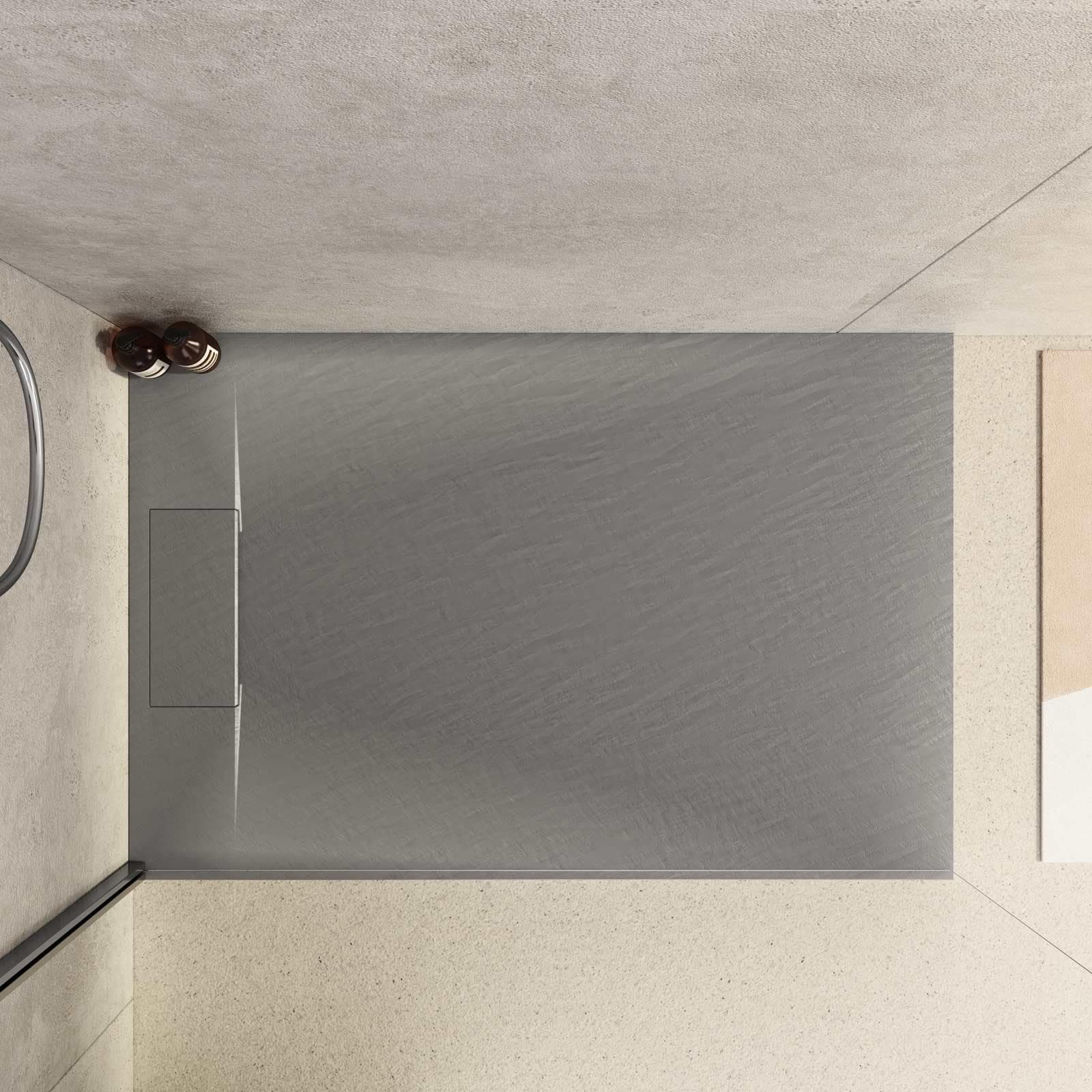 Piatto doccia 120x80 in resina effetto pietra ardesia grigio - Kalf