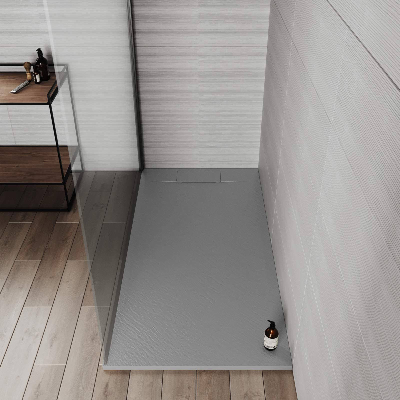 Piatto doccia 140x70 in resina effetto pietra ardesia grigio - Kalf