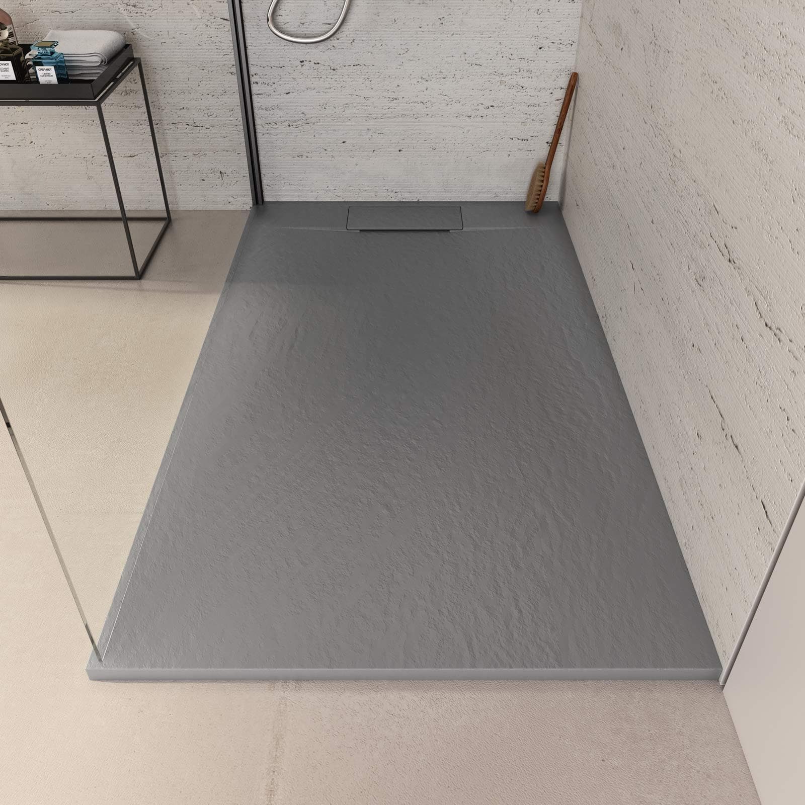 Piatto doccia 140x80 in resina effetto pietra ardesia grigio - Kalf