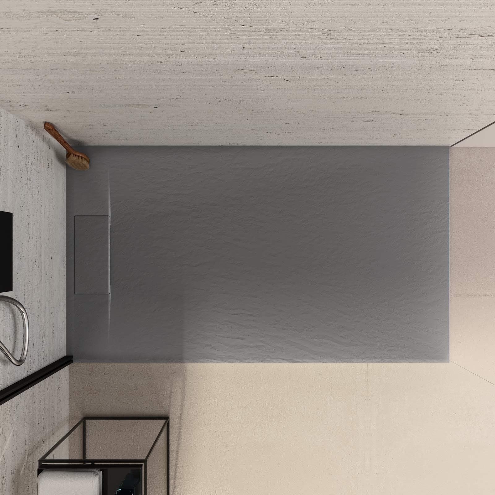 Piatto doccia 140x80 in resina effetto pietra ardesia grigio - Kalf