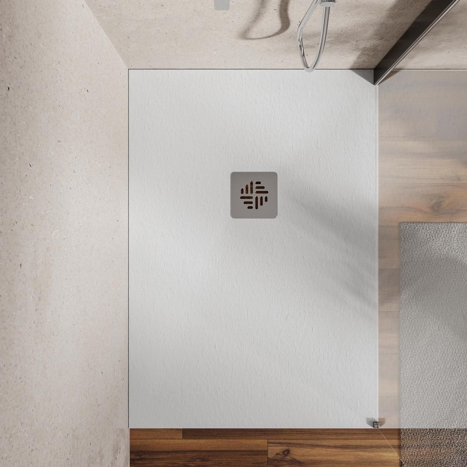 Piatto doccia 70 X 110 cm effetto pietra riducibile bianco - Nalos