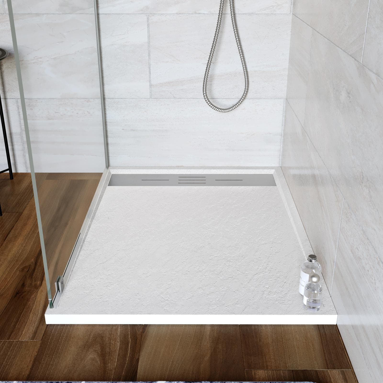 Piatto doccia 70x100 cm bianco effetto pietra riducibile - Trey