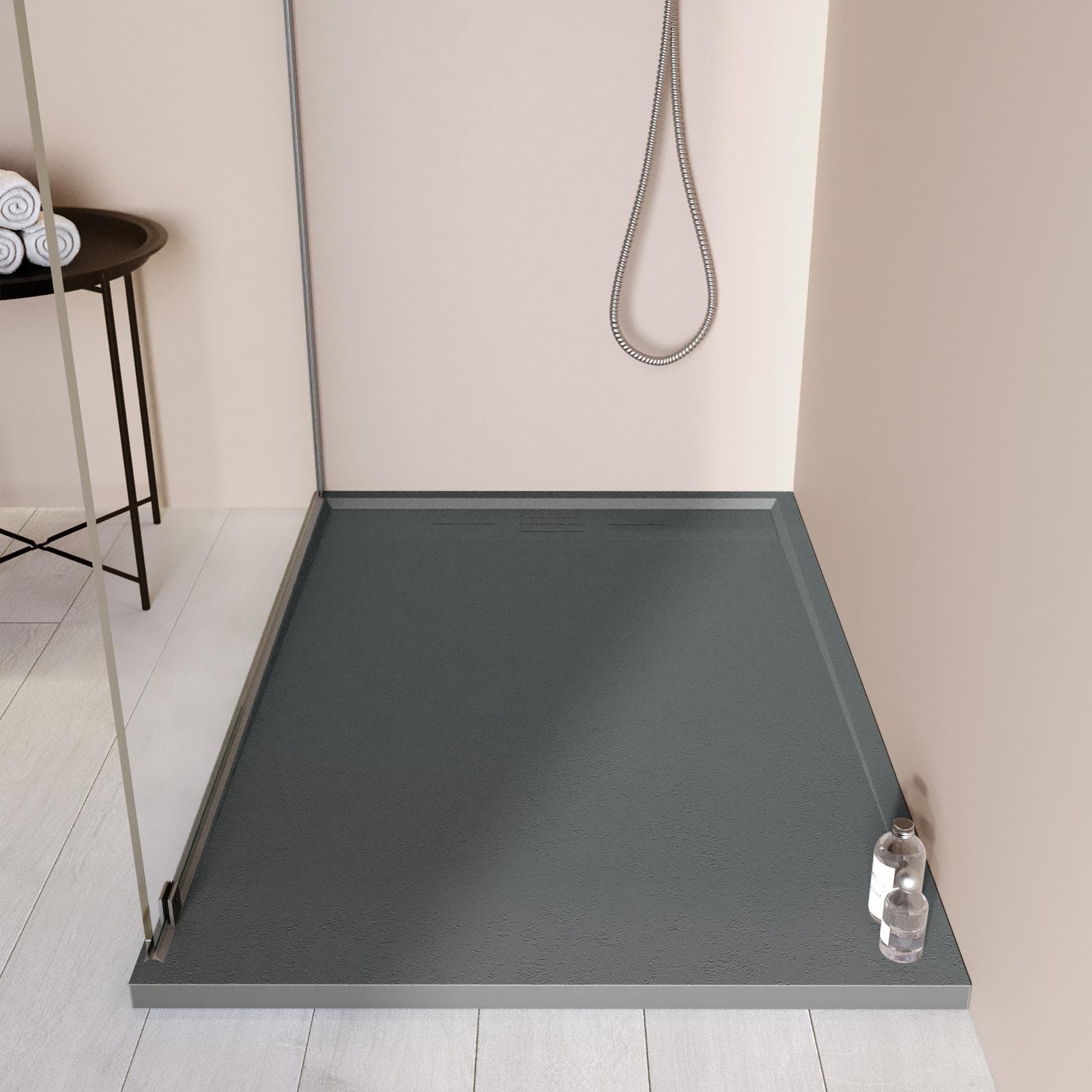Piatto doccia 70x120 cm grigio scuro effetto pietra riducibile - Block