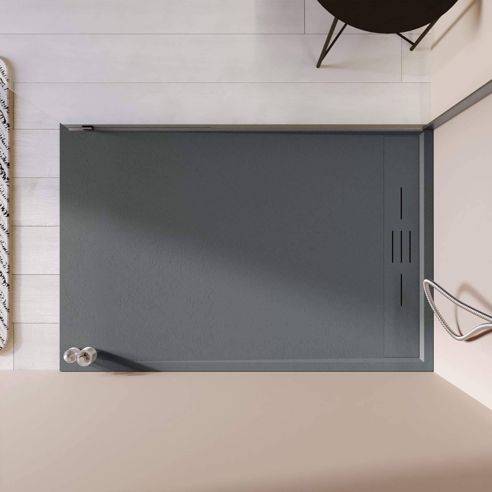 Piatto doccia 70x120 cm grigio scuro effetto pietra riducibile - Block