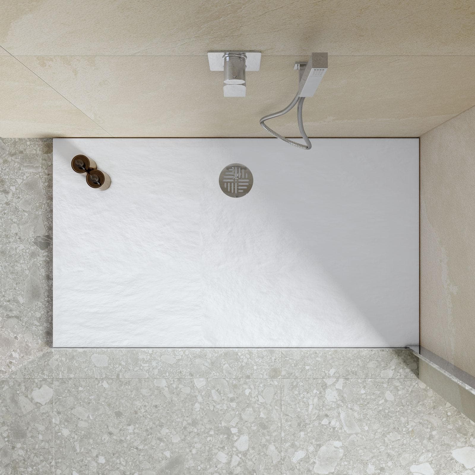 Piatto doccia 70x120x2h cm ultraslim in mineralmarmo bianco effetto pietra con copripiletta doubleface - Air