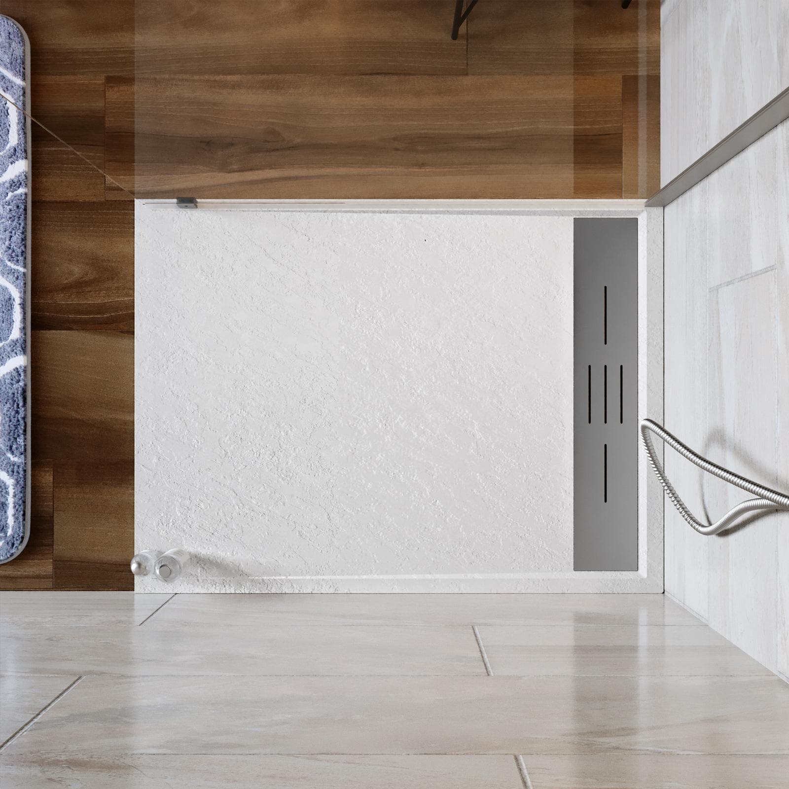 Piatto doccia 70x90 cm bianco effetto pietra riducibile - Trey