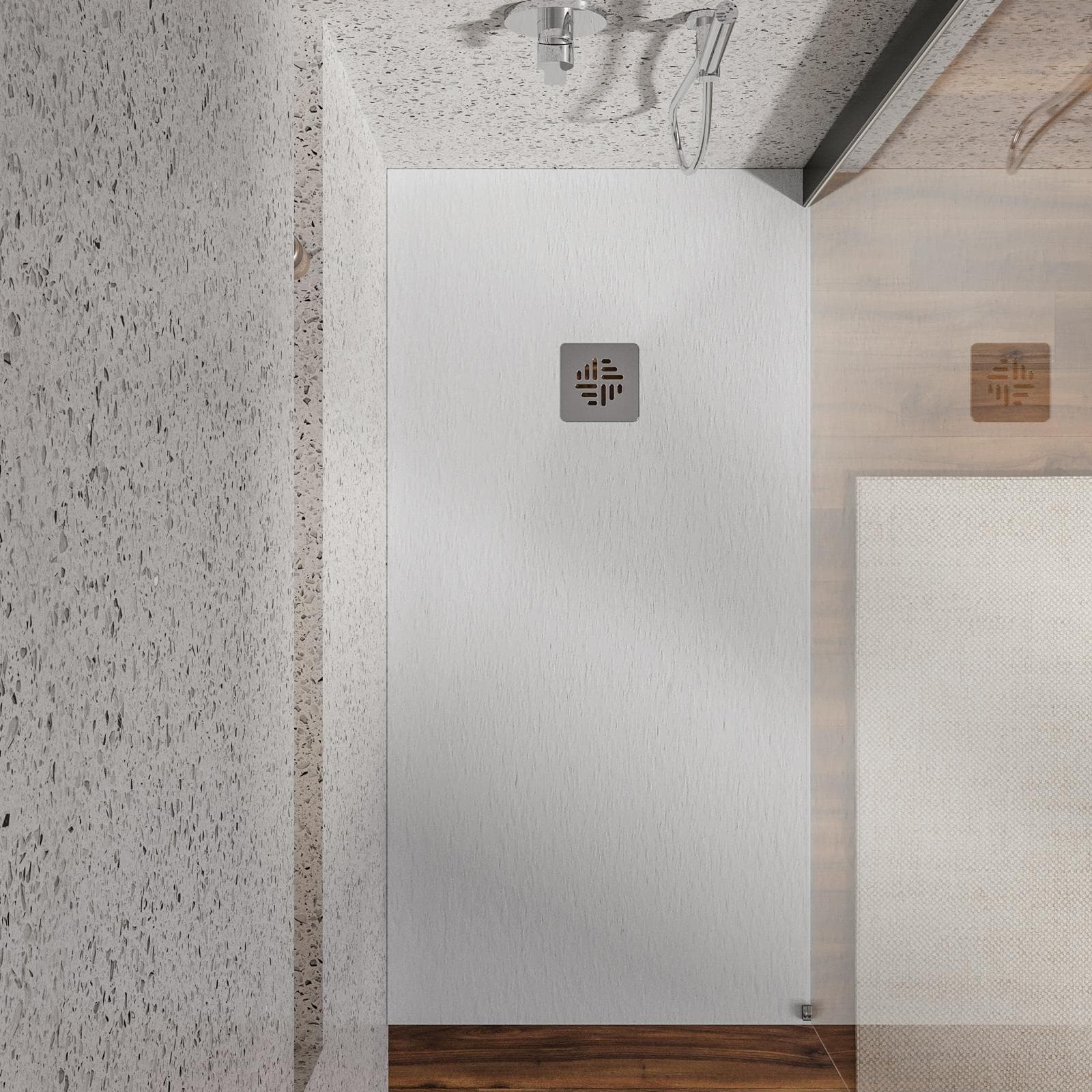 Piatto doccia 80 X 140 cm effetto pietra riducibile bianco - Nalos