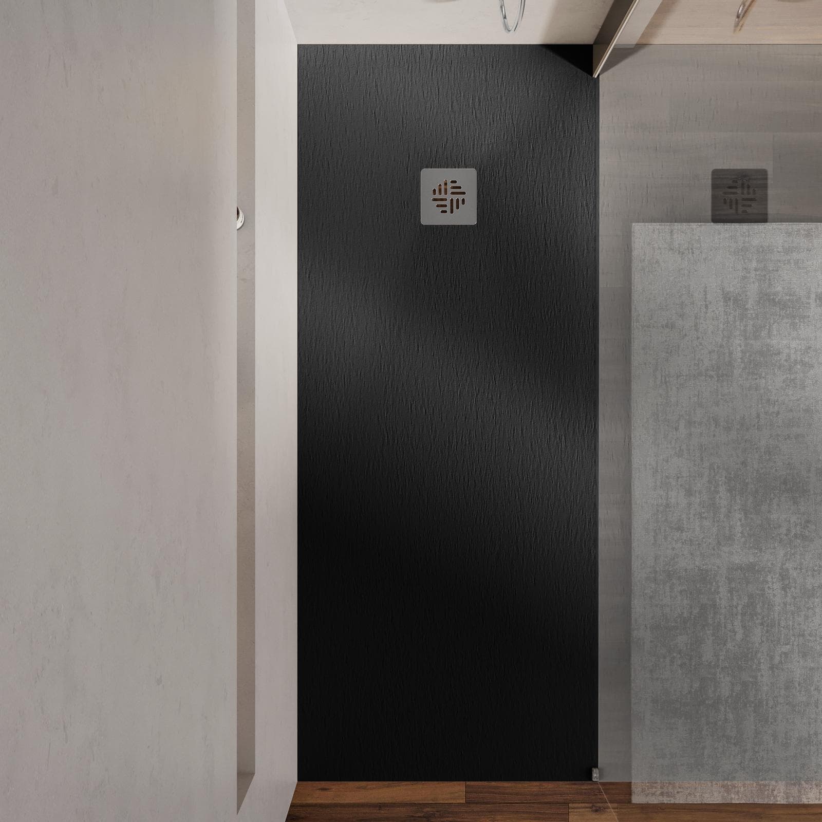 Piatto doccia 80 X 160 cm effetto pietra riducibile nero - Nalos