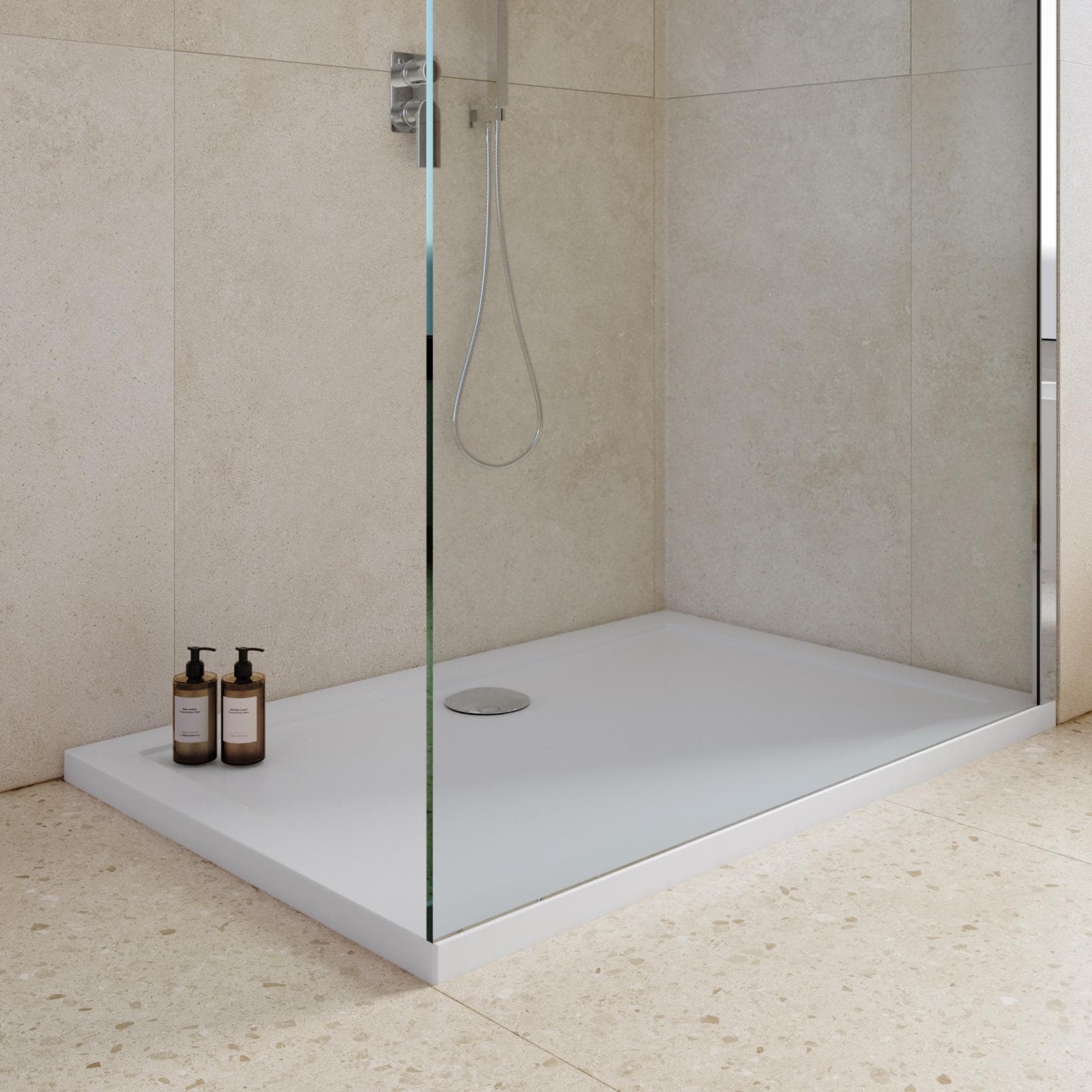 Piatto doccia 80x120 cm altezza 4 cm in resina - Zeke