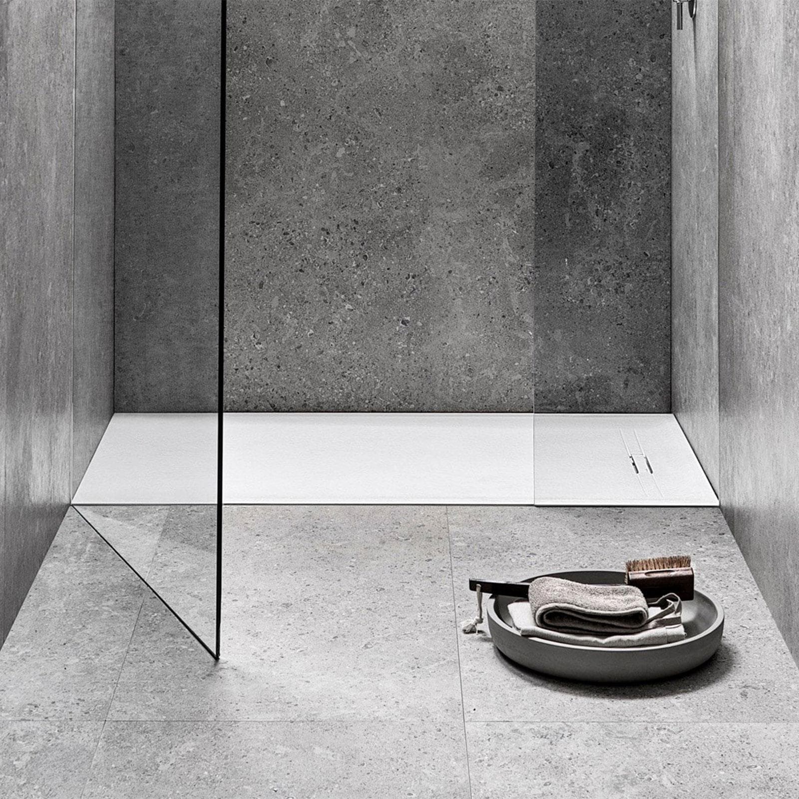 Piatto doccia 80x120 effetto pietra bianco Serie Sestra - Geberit
