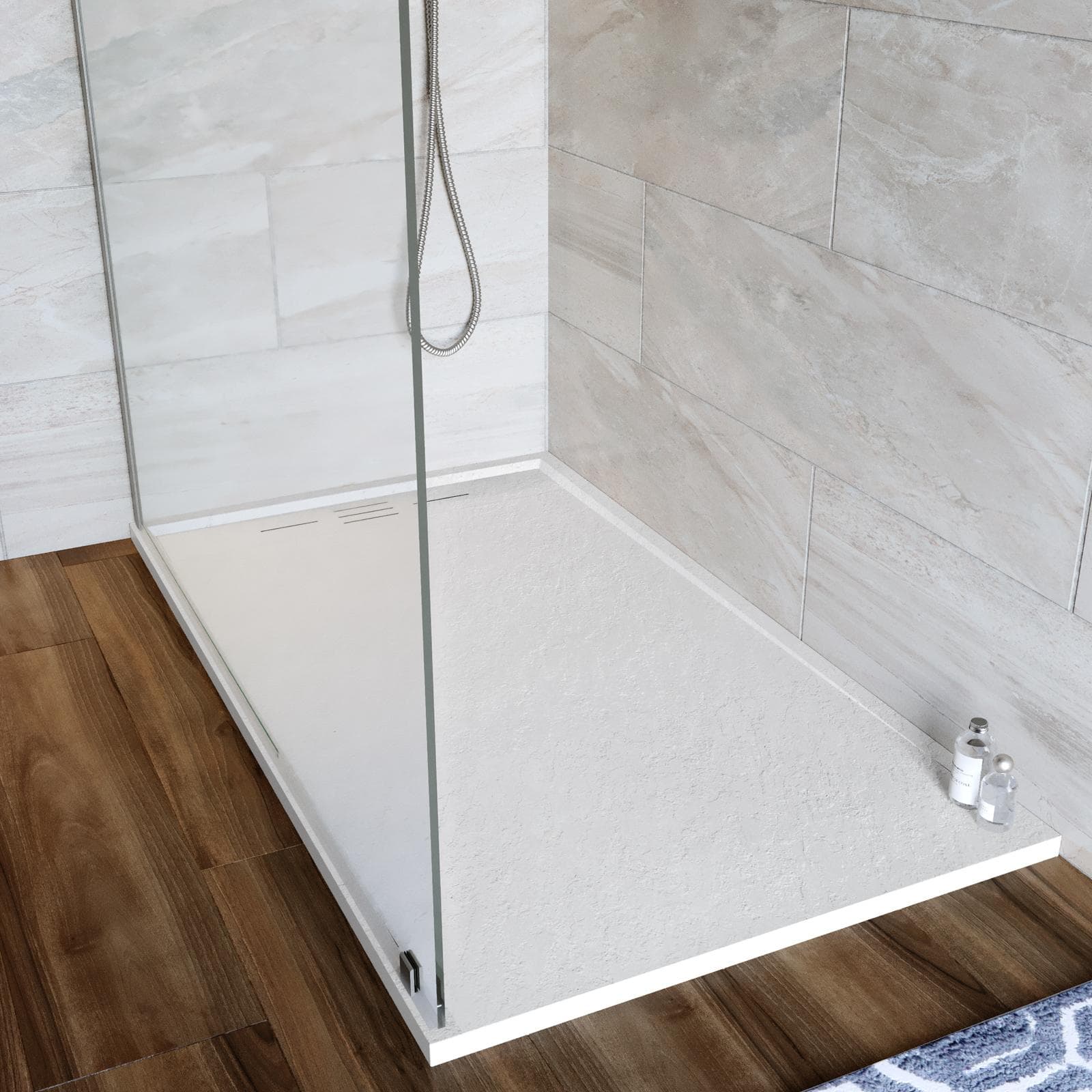 Piatto doccia 80x140 cm bianco effetto pietra riducibile - Block
