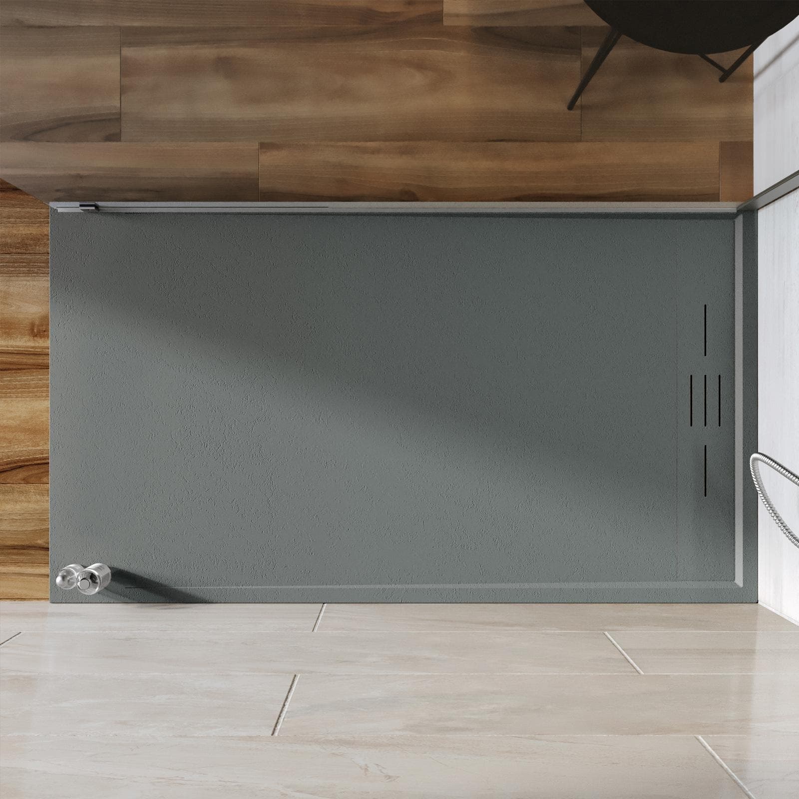 Piatto doccia 80x140 cm grigio scuro effetto pietra riducibile - Block