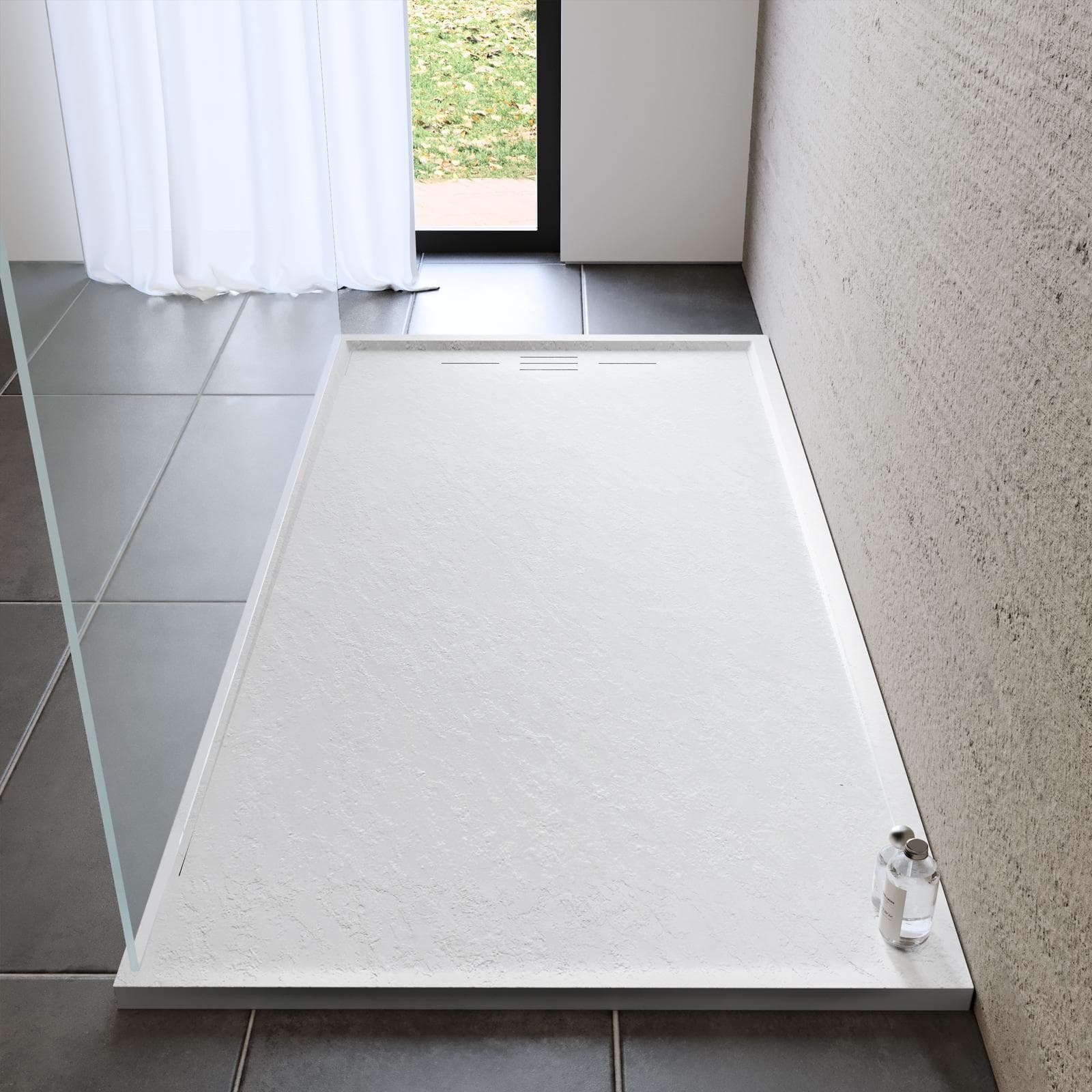 Piatto doccia 80x160 cm bianco effetto pietra riducibile - Block