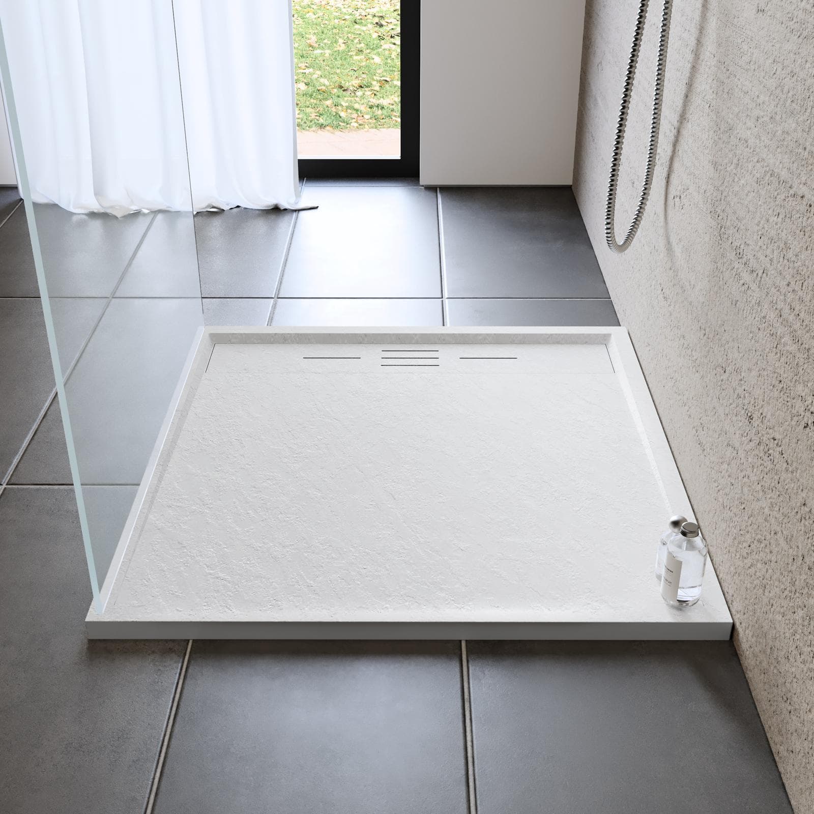 Piatto doccia 80x80 cm bianco effetto pietra riducibile - Block