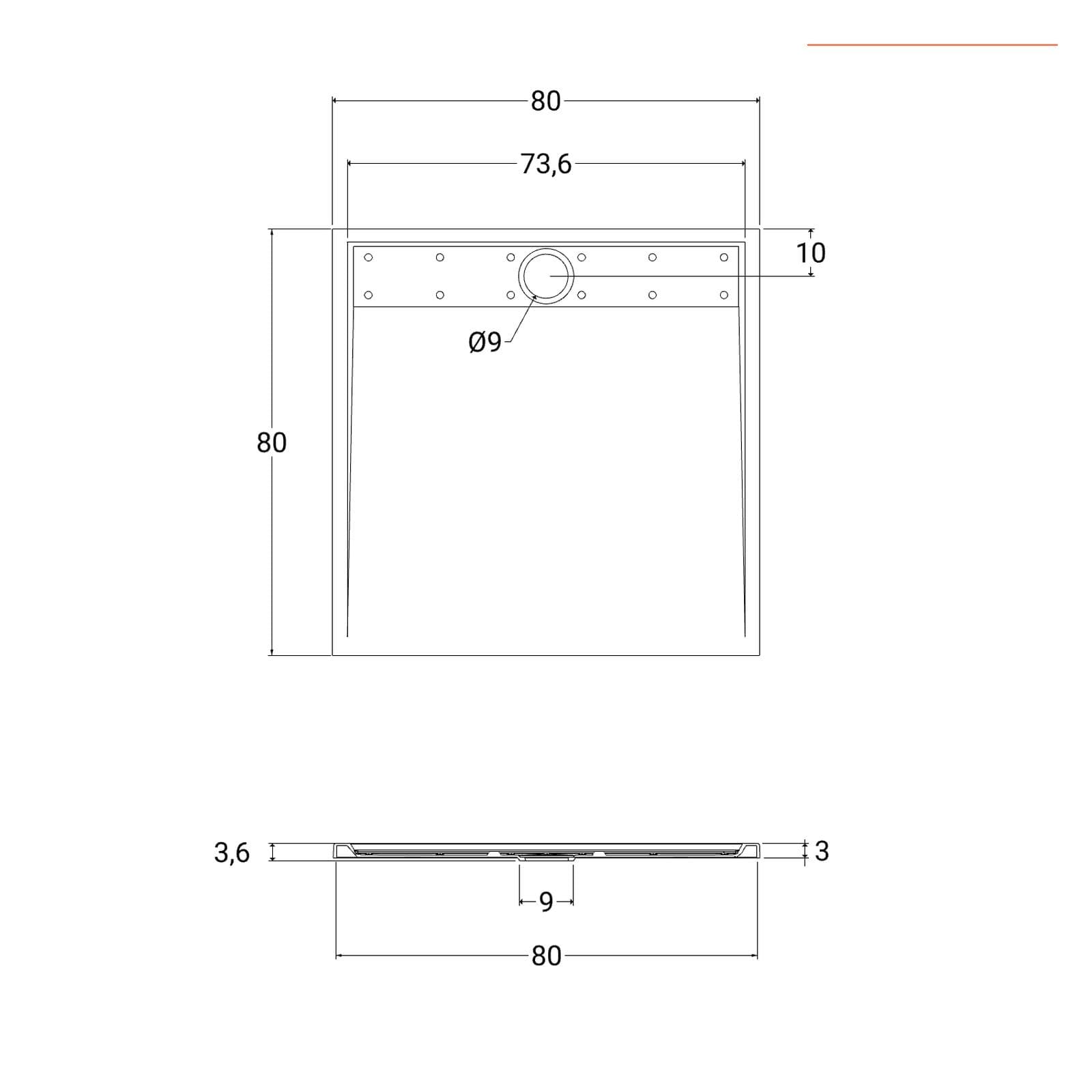 Piatto doccia 80x80 cm bianco effetto pietra riducibile - Block