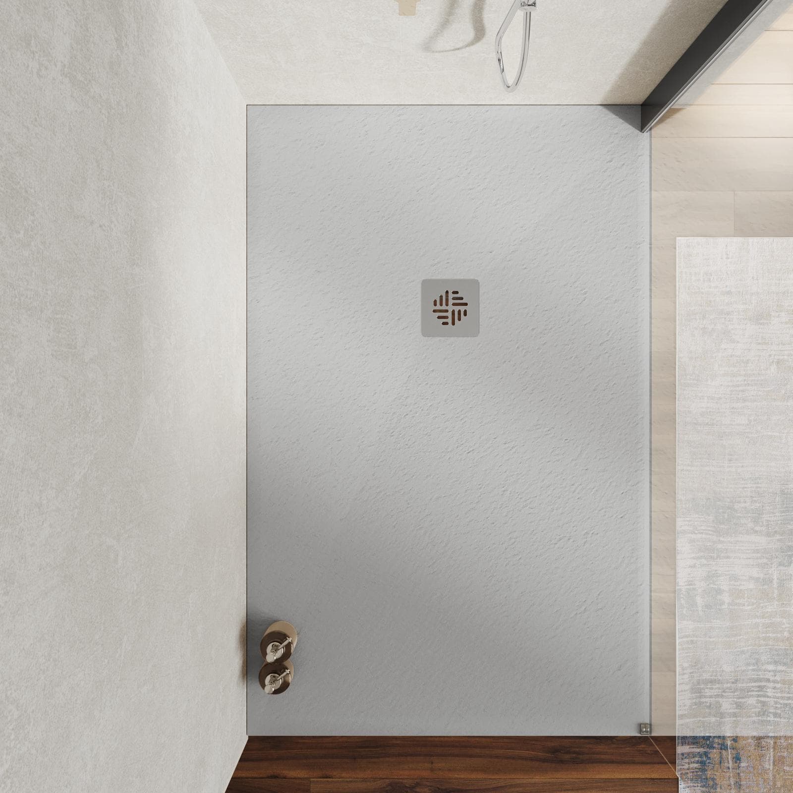 Piatto doccia 90 X 140 cm effetto pietra riducibile grigio - Nalos
