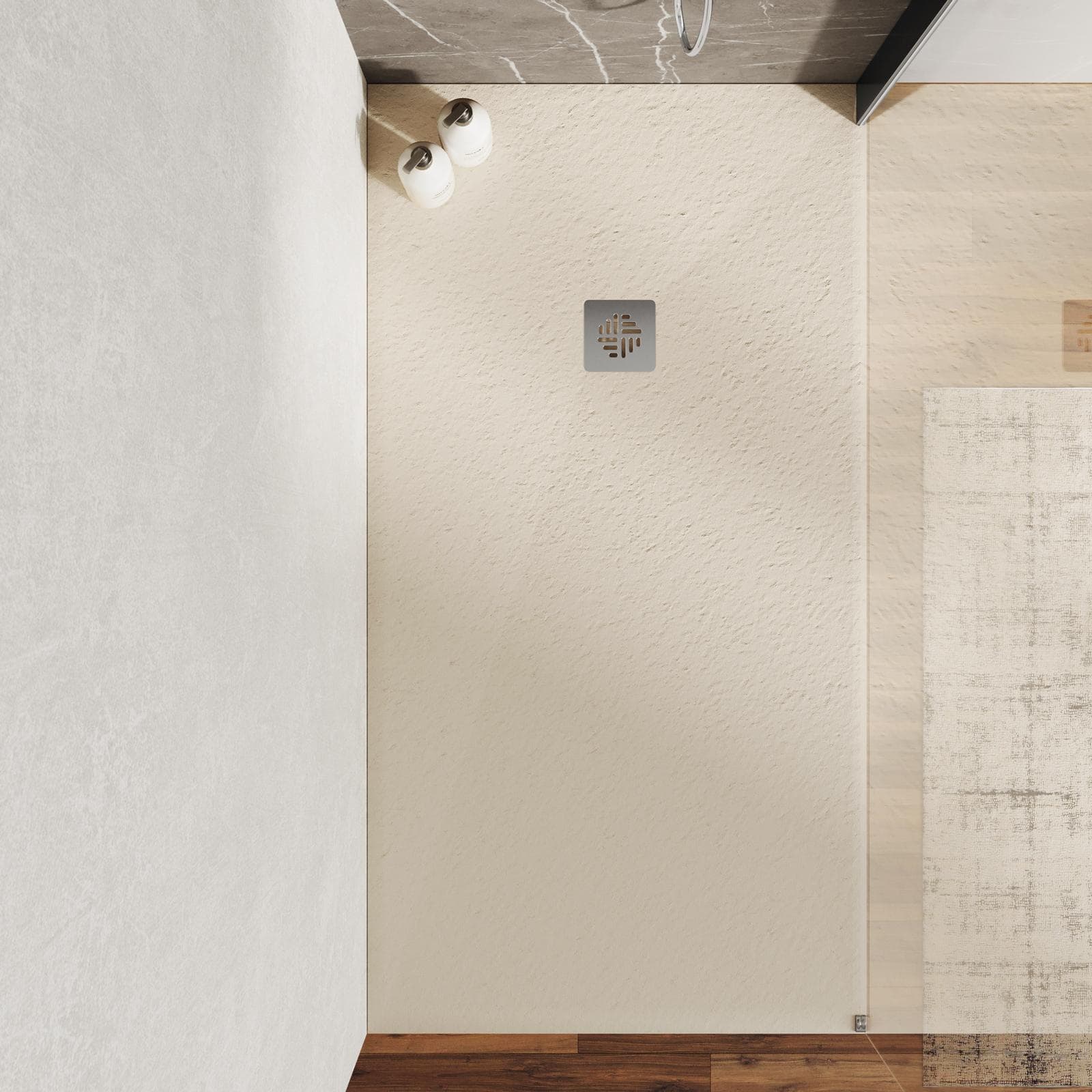 Piatto doccia 90 X 160 cm effetto pietra riducibile sabbia - Nalos