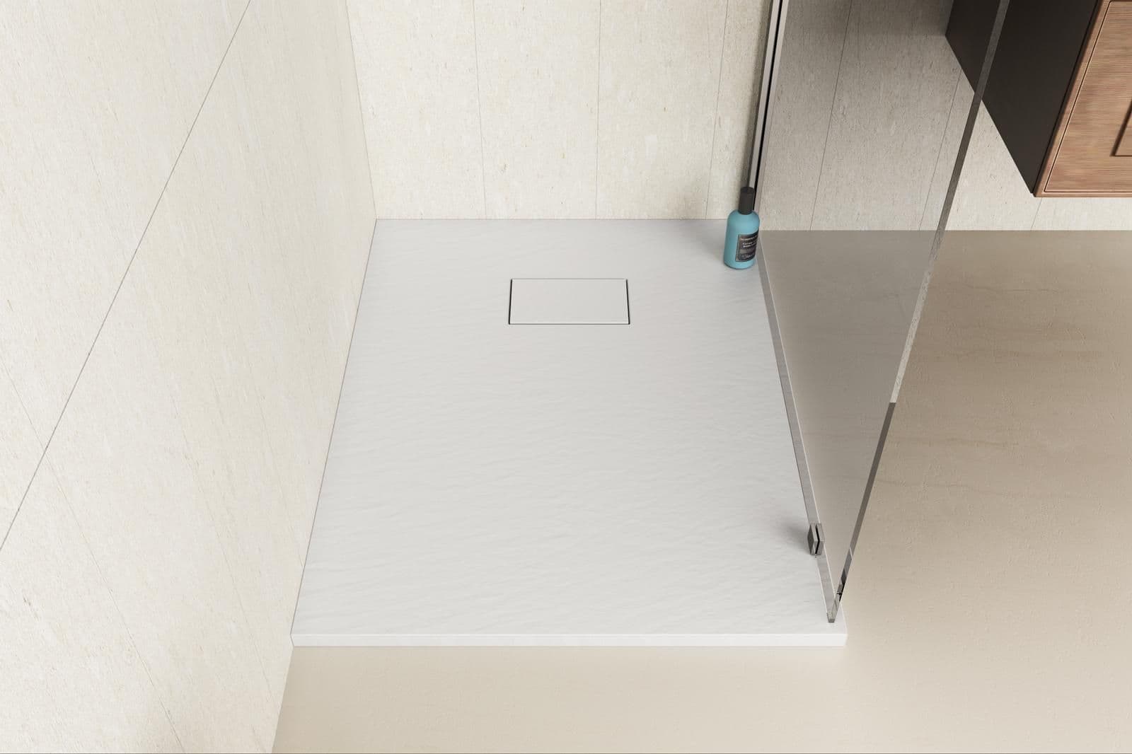 Piatto doccia 90x70 cm ultraslim riducibile bianco effetto pietra - Rok
